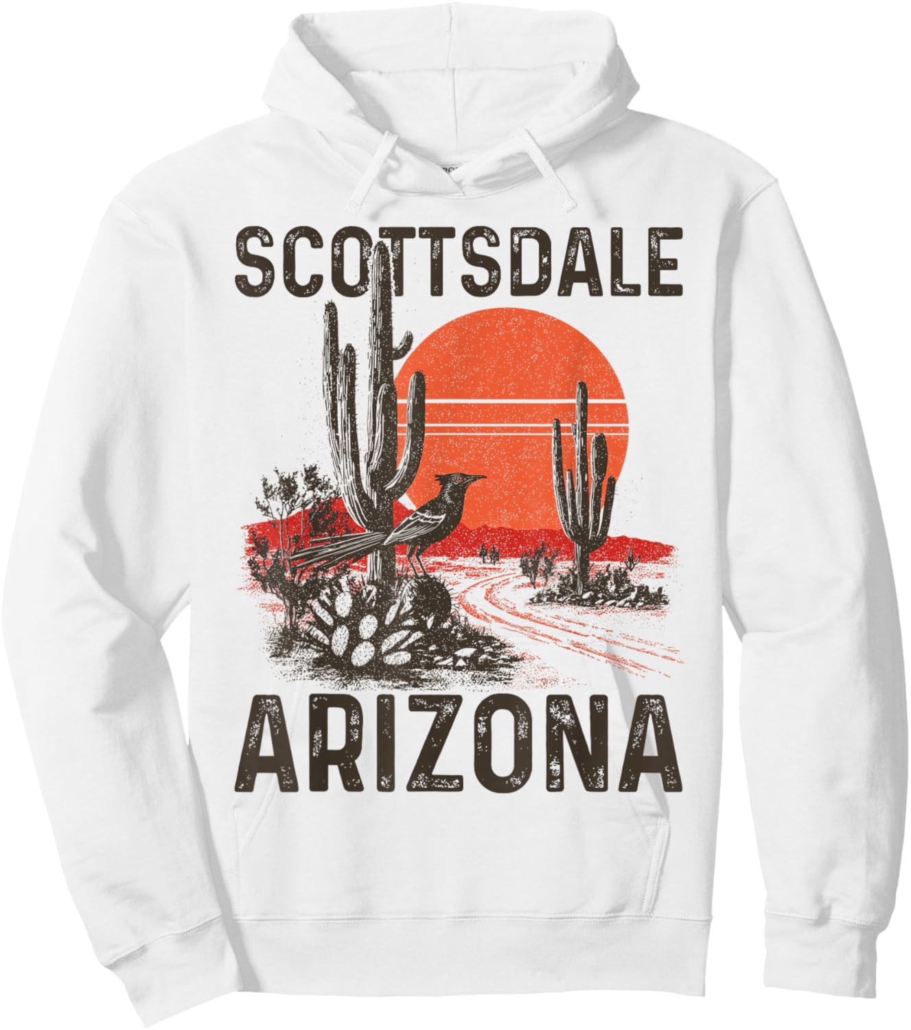 Scottsdale Arizona Roadrunner Desert Cactus Vintage Hoodie - Hoodie | White