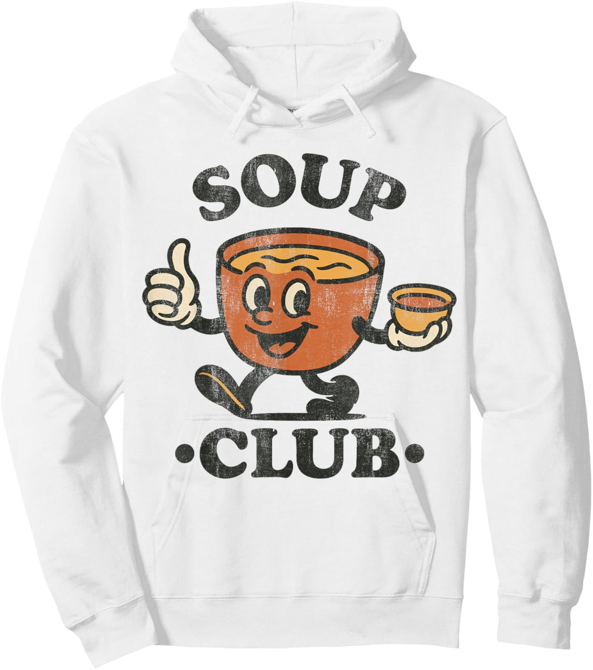 Vintage Soup Club Retro Cozy Food Mascot Hoodie - Hoodie | White