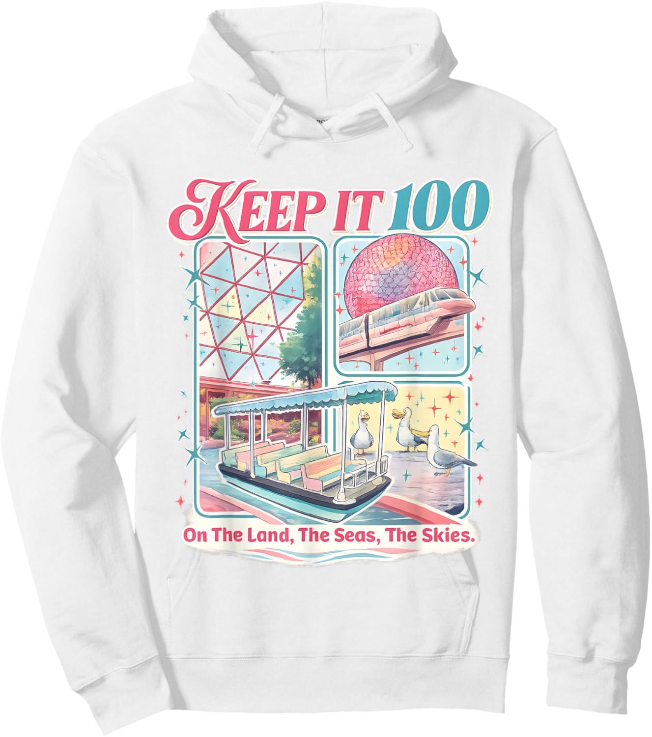 Keep It 100 The Land The Seas The Skies Hoodie - Hoodie | White