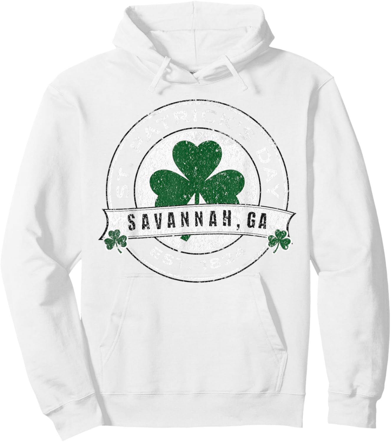 Savannah Georgia Irish Shamrock St. Patrick's Day Fun Hoodie - Hoodie | White