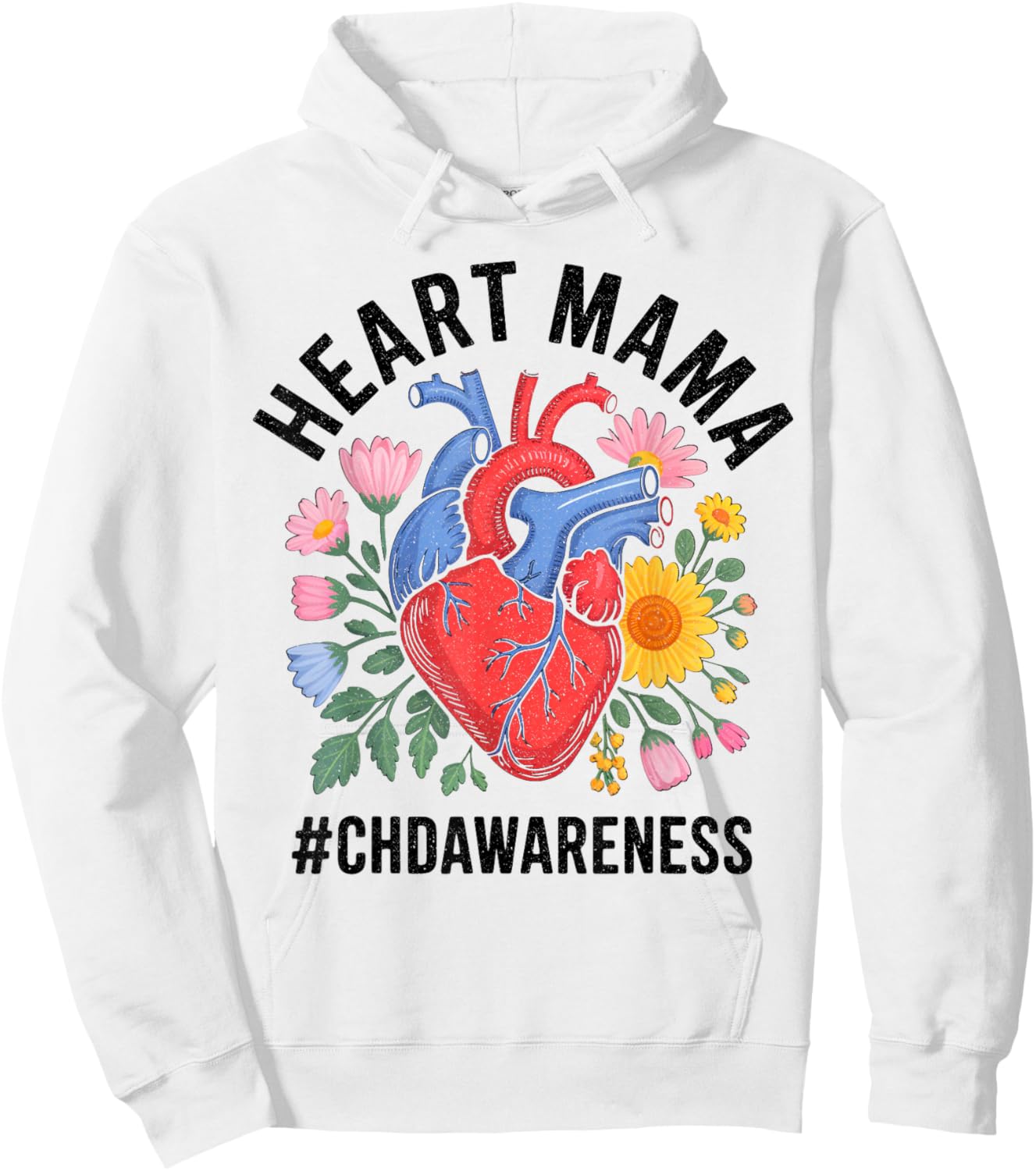Heart Mama CHD Awareness CHD Warrior Women Mother's Day Hoodie - Hoodie | White