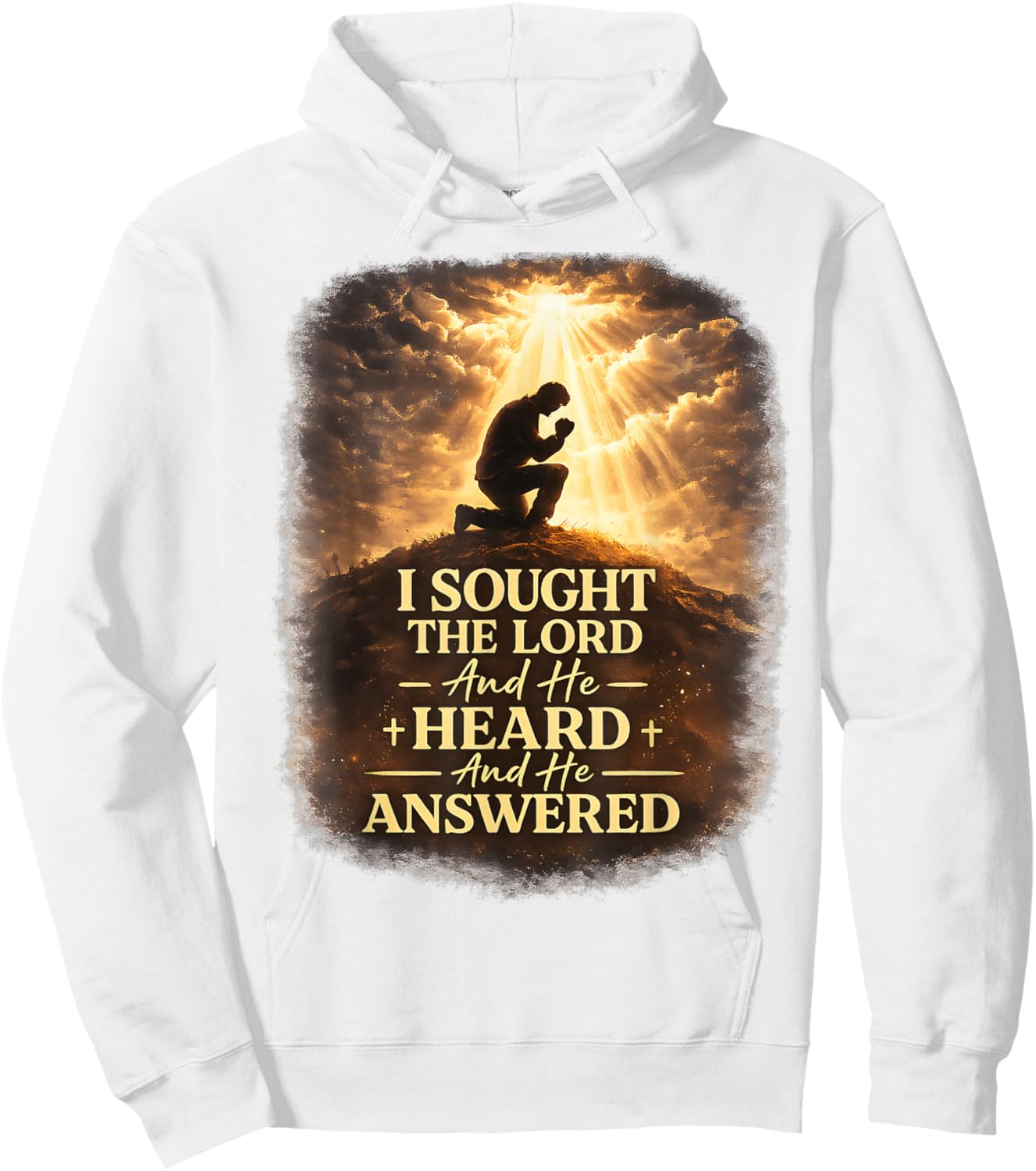 Christian Faith Prayer Quote I Sought The Lord Answered Hoodie - Hoodie | White
