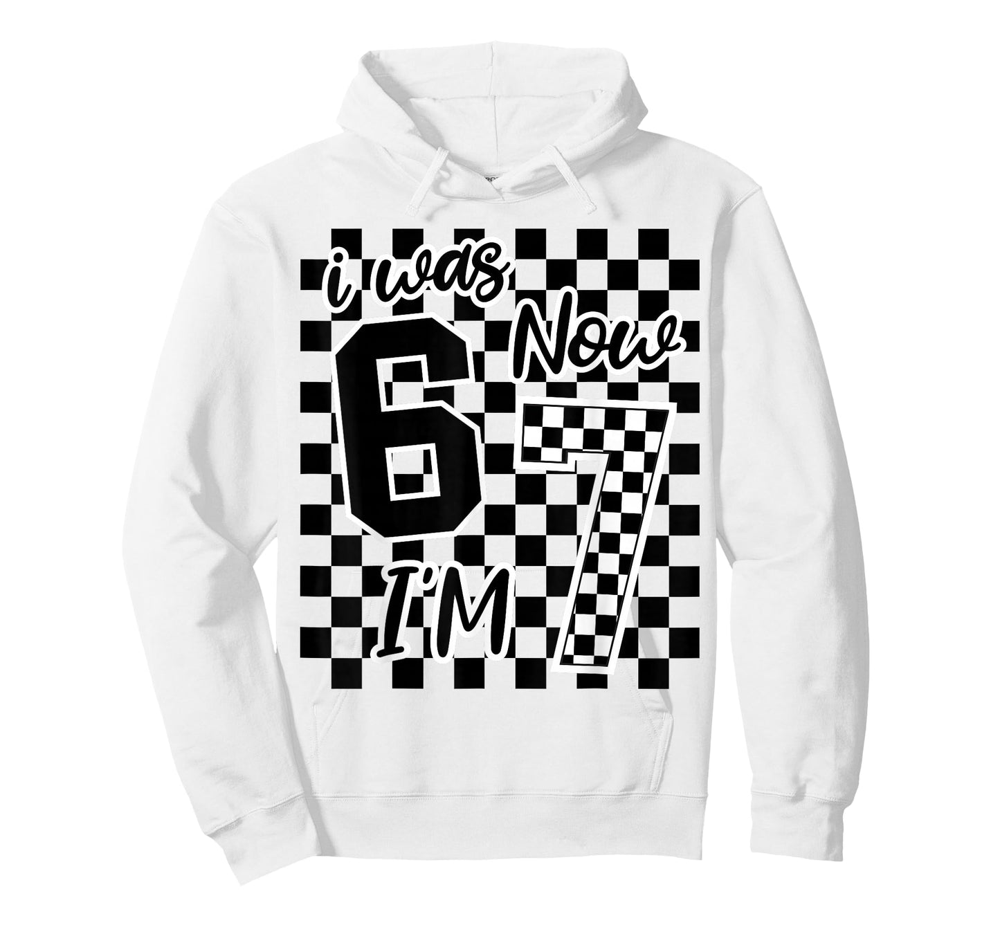 Checkered I was 6 Now I'm 7 Birthday Seven Years Old Bday T-Shirt