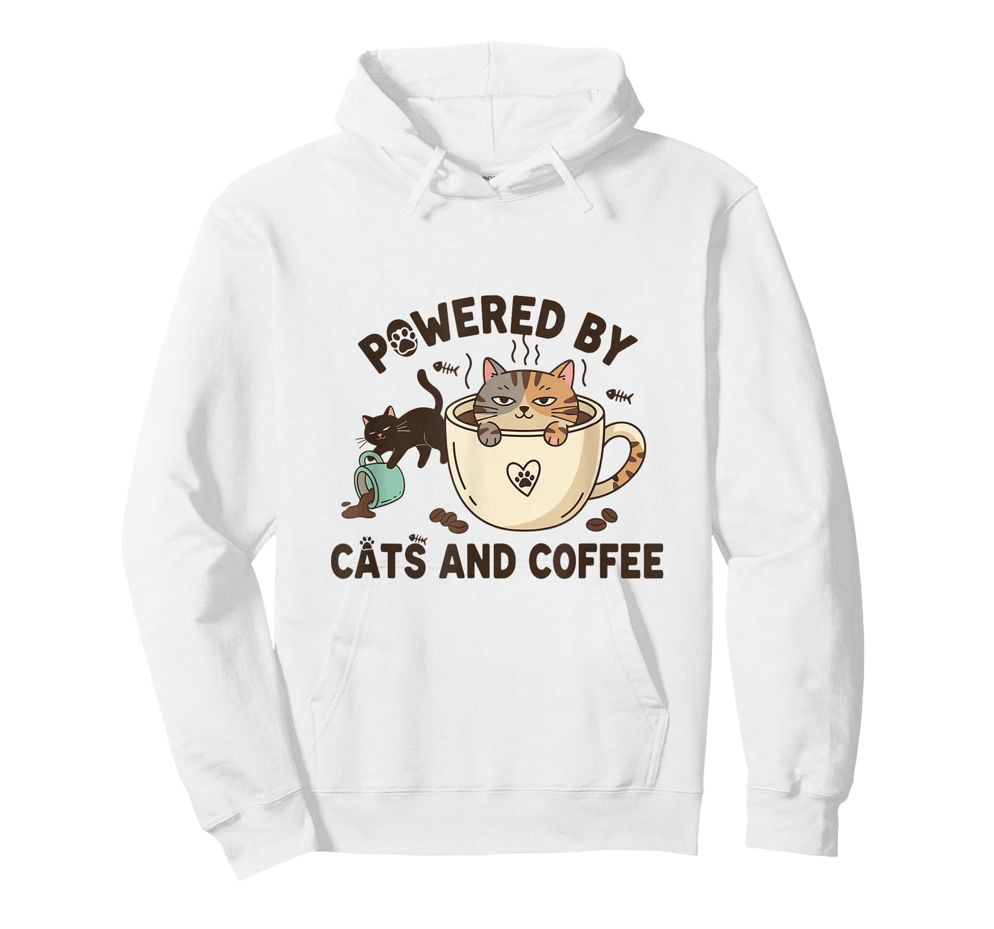 Powered by Cats and Coffee Funny Cat Lover Coffee Time T-Shirt
