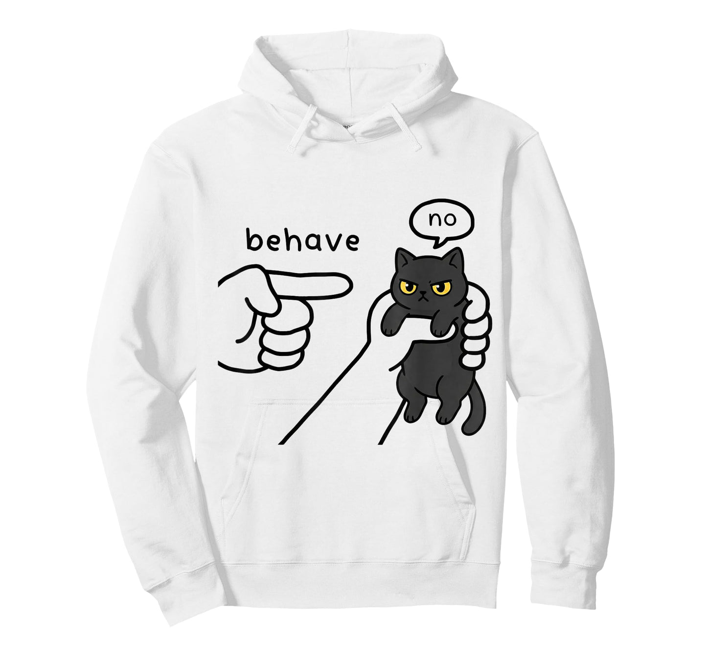 Funny blackcat Meme Behave No Cartoon Design pet Kitten T-Shirt