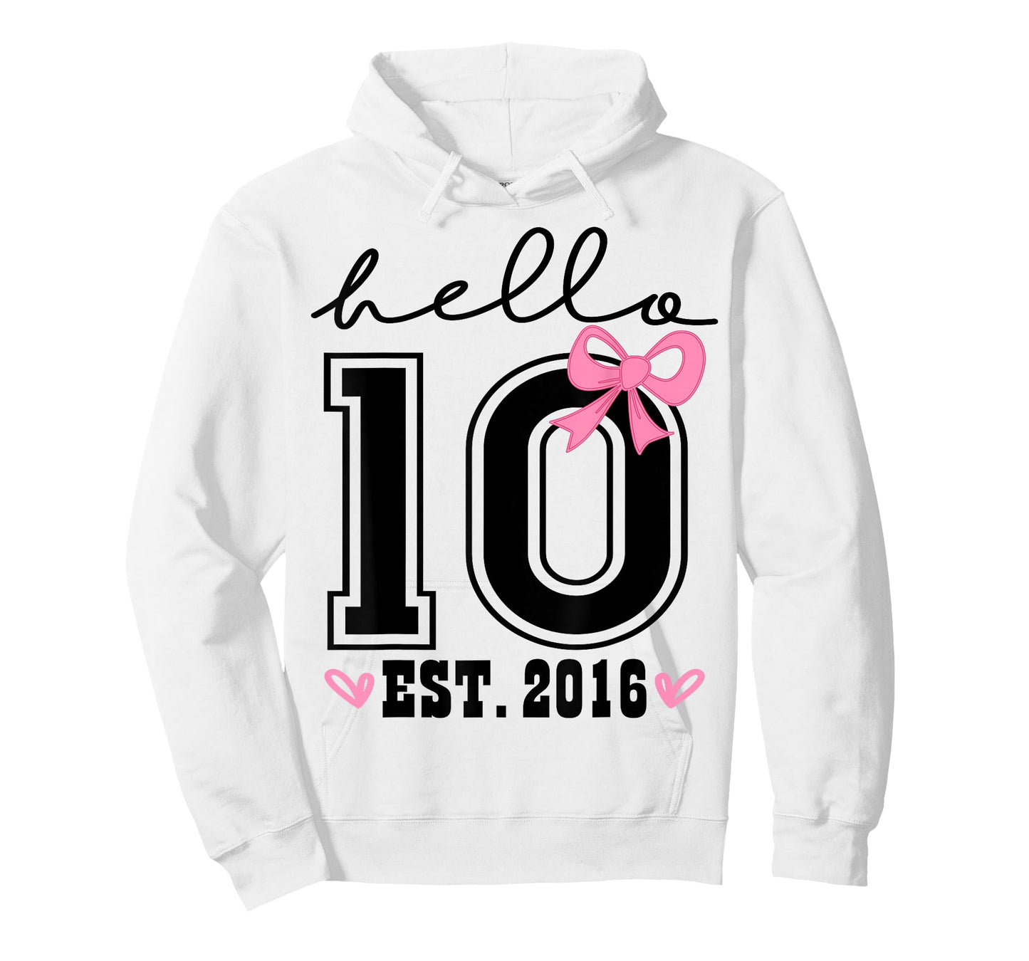 Hello Ten Est 2016 Pink Coquette Bow 10th Birthday Girl T-Shirt