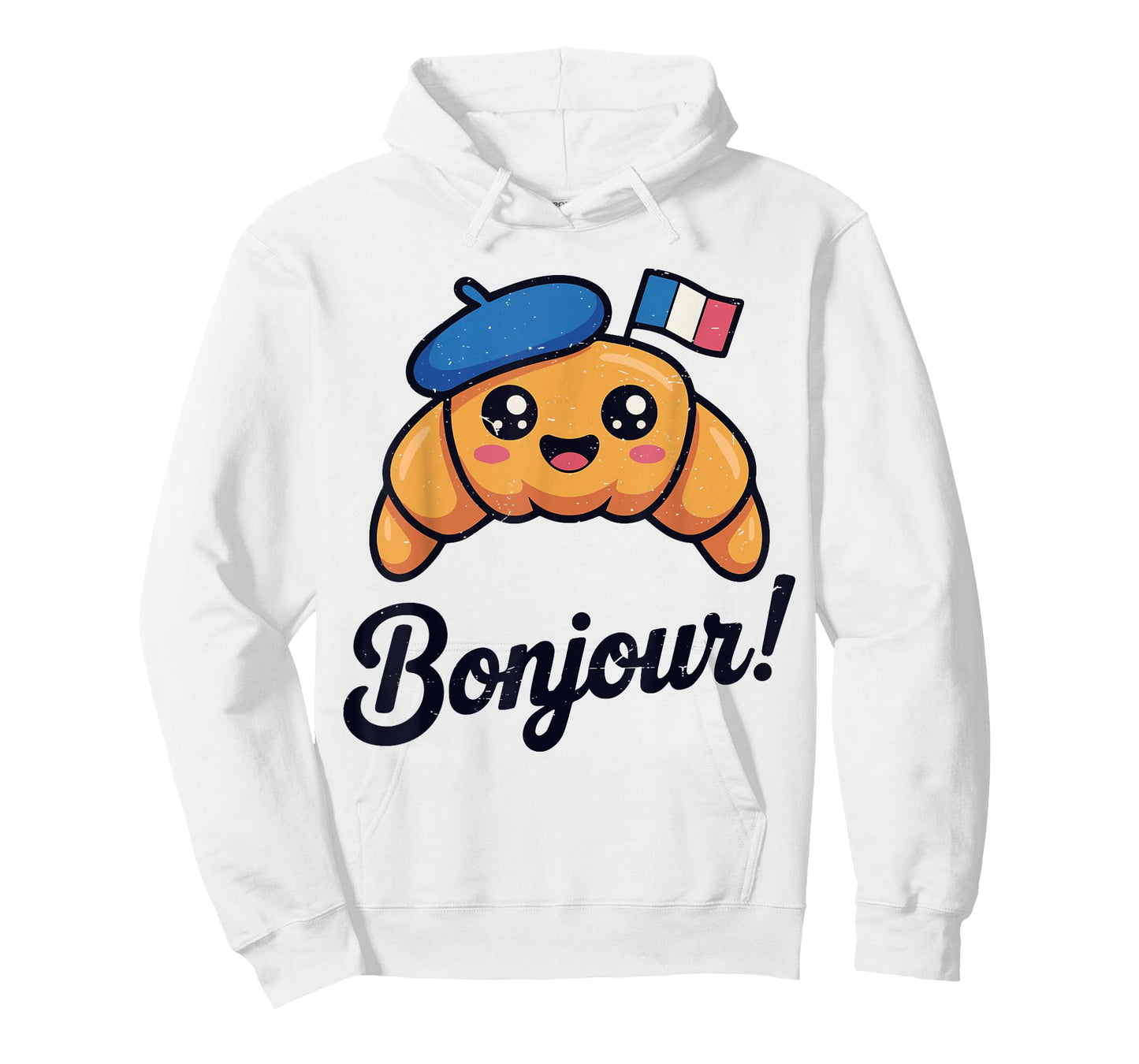 Toddler Croissant Bonjour French Funny France Flag Kids Baby T-Shirt