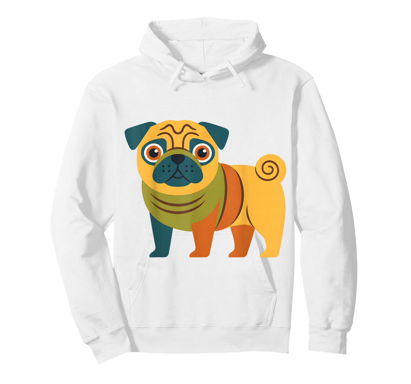 Cute Colorful Pug Illustration Funny Dog Lover Retro Pet Art T-Shirt
