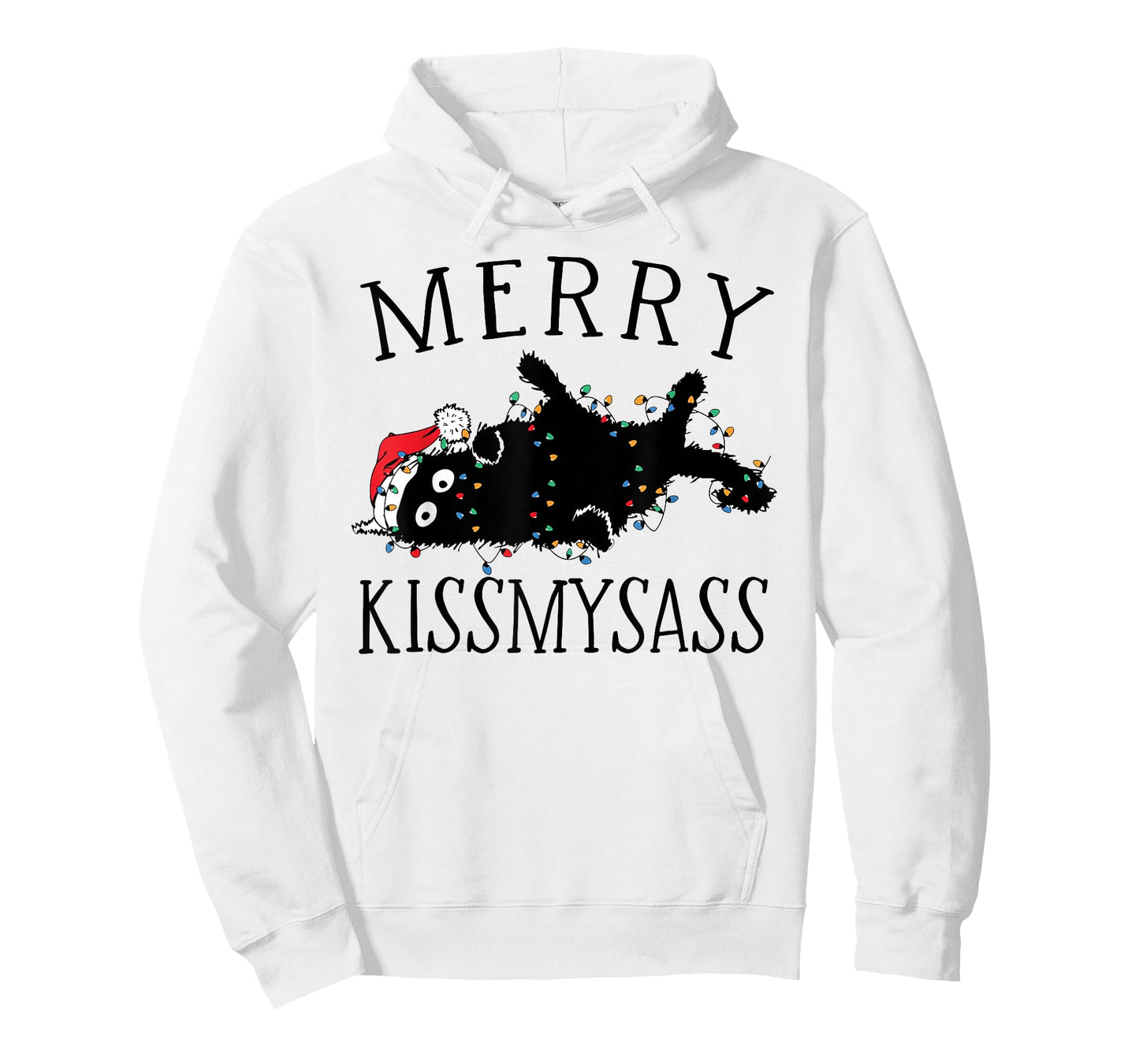 Merry KissMyAss Angry Cat Christmas Funny Sarcastic Humor T-Shirt