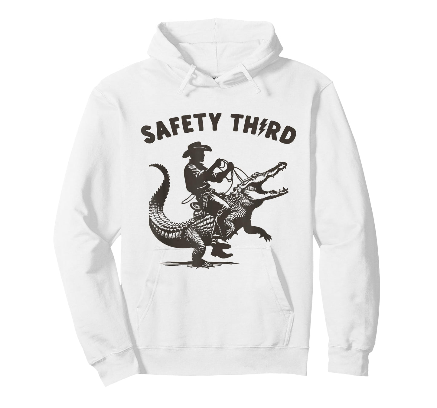 Safety Third Funny Cowboy Riding Alligator Sarcastic Safety T-Shirt