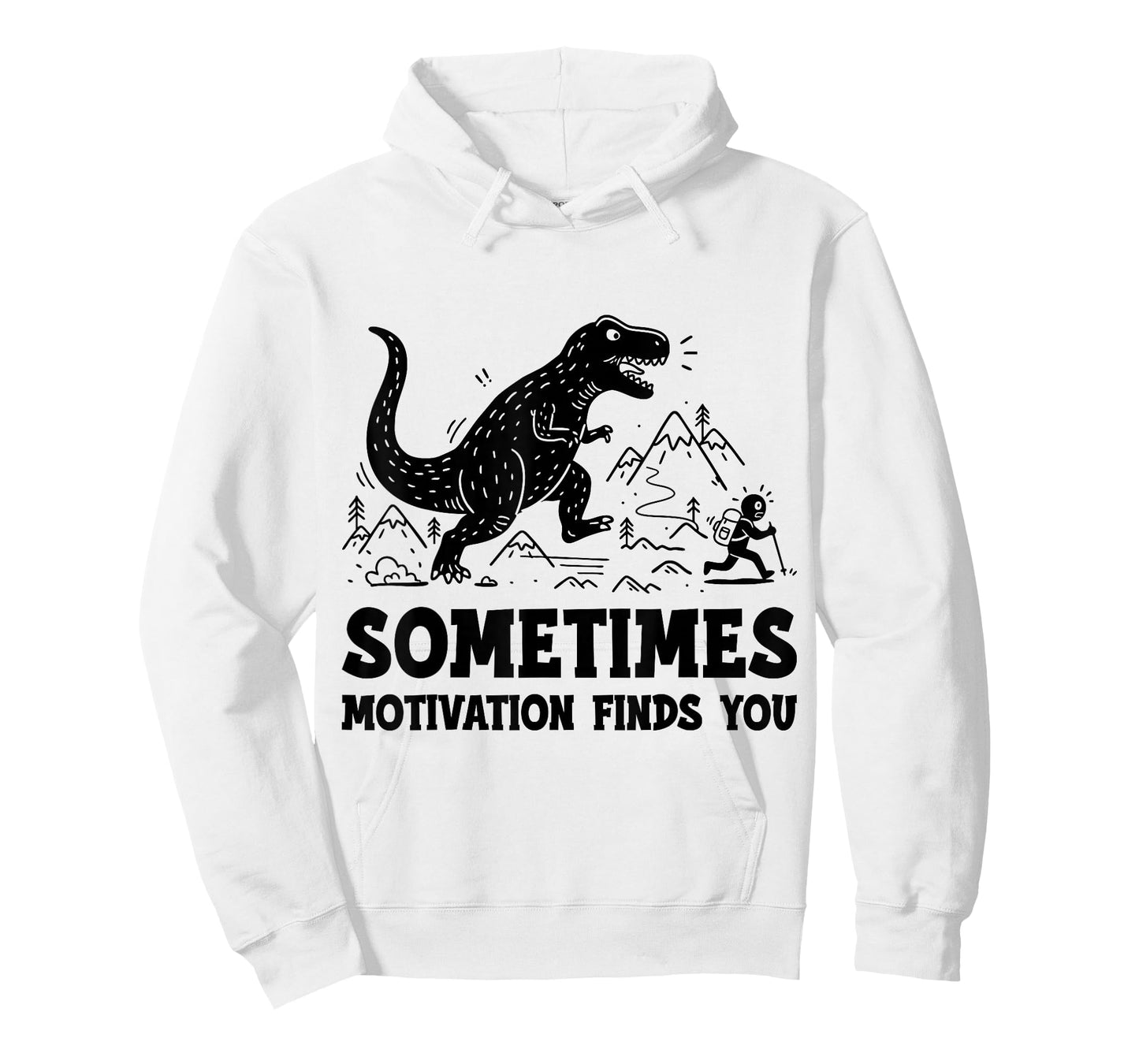 Sometimes Motivation Finds You Funny Running Dinosaur T-Shirt