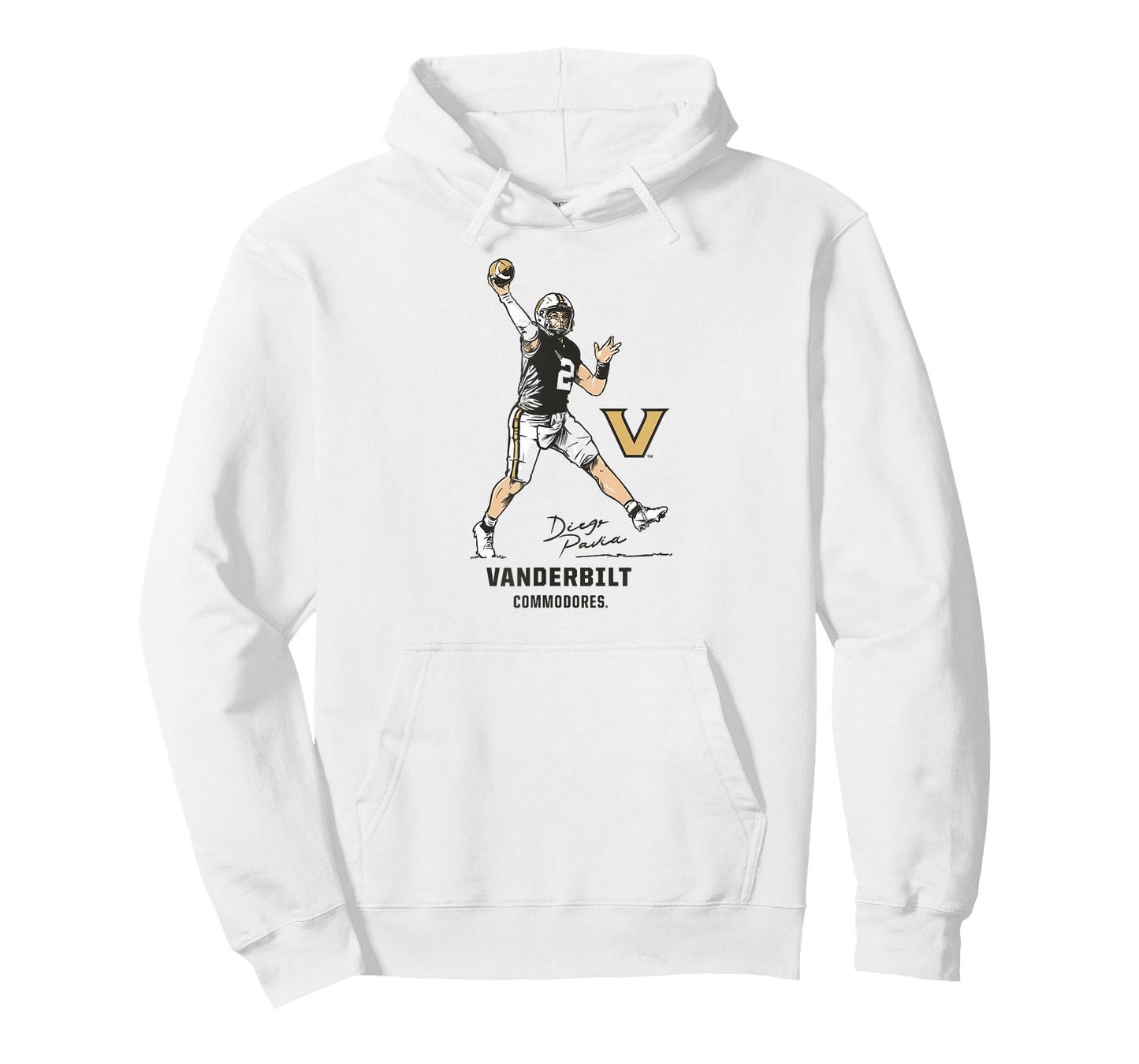 Vanderbilt Football: Diego Pavia Superstar Pose - Vanderbilt T-Shirt