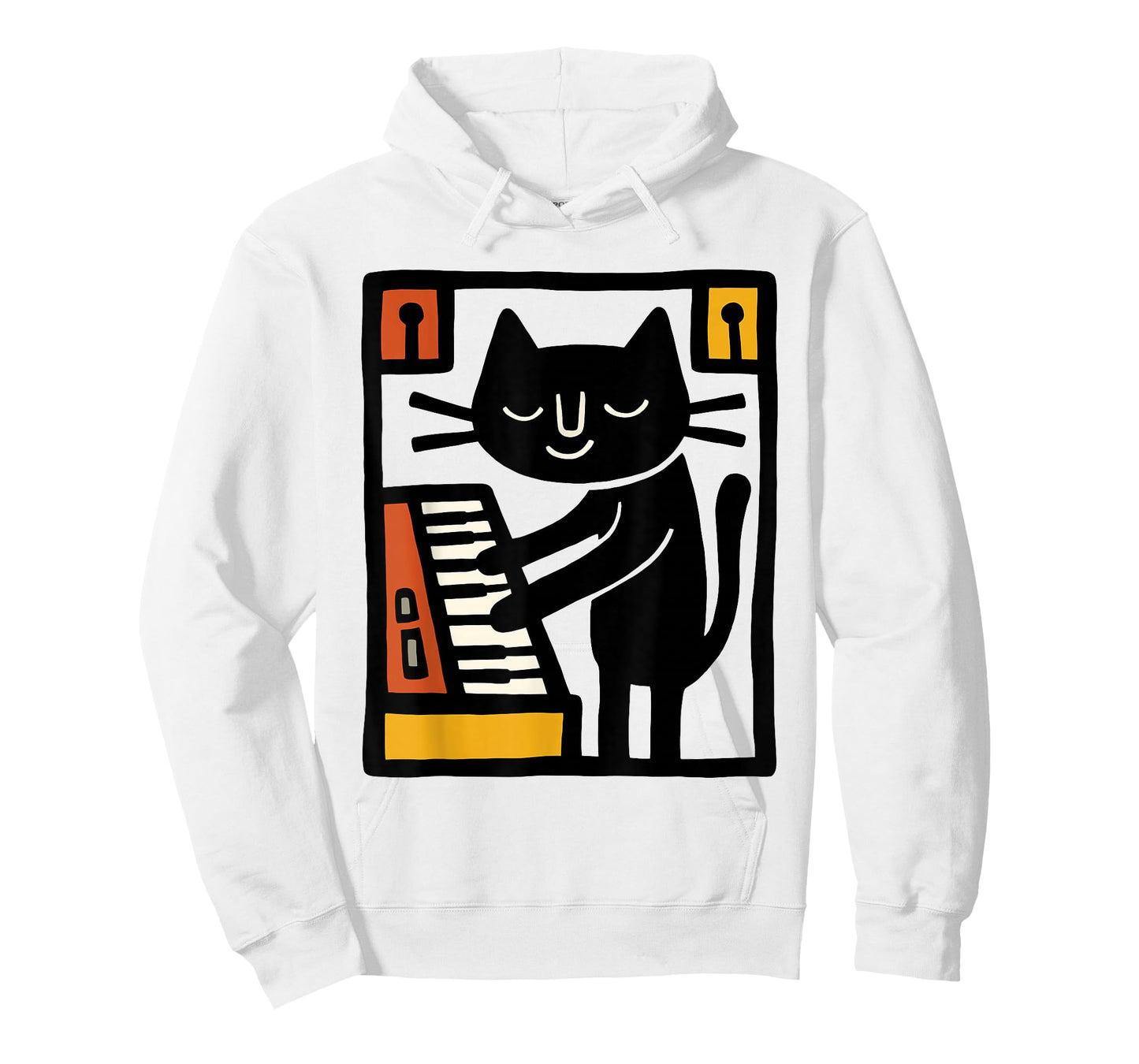 Cat Playing Keyboard – Funny Music Cat Illustration Art T-Shirt