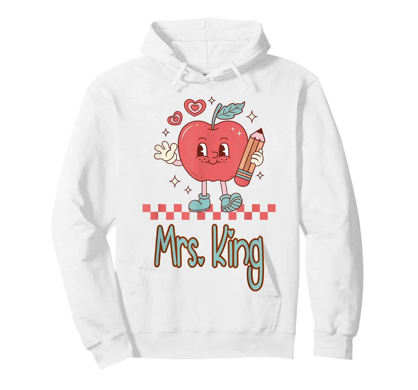 Mrs. King Cute Retro Apple Pencil Teacher Design T-Shirt