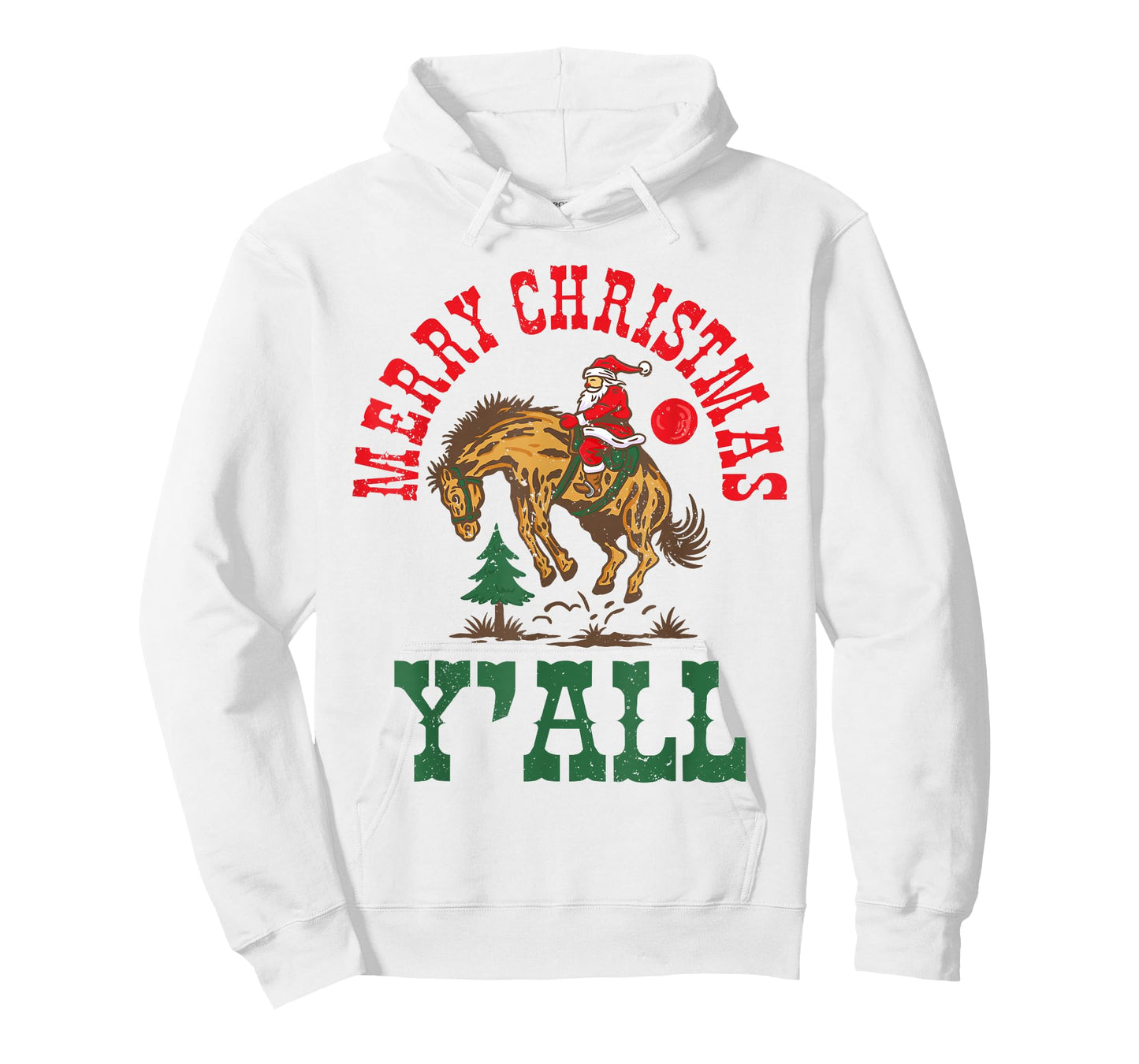 Merry Christmas Yall Western Country Rodeo Santa Cowboy T-Shirt