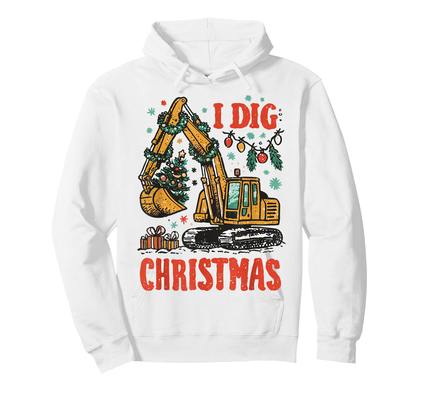 I Dig Christmas Backhoe Loader Excavator Men Boys Kids T-Shirt