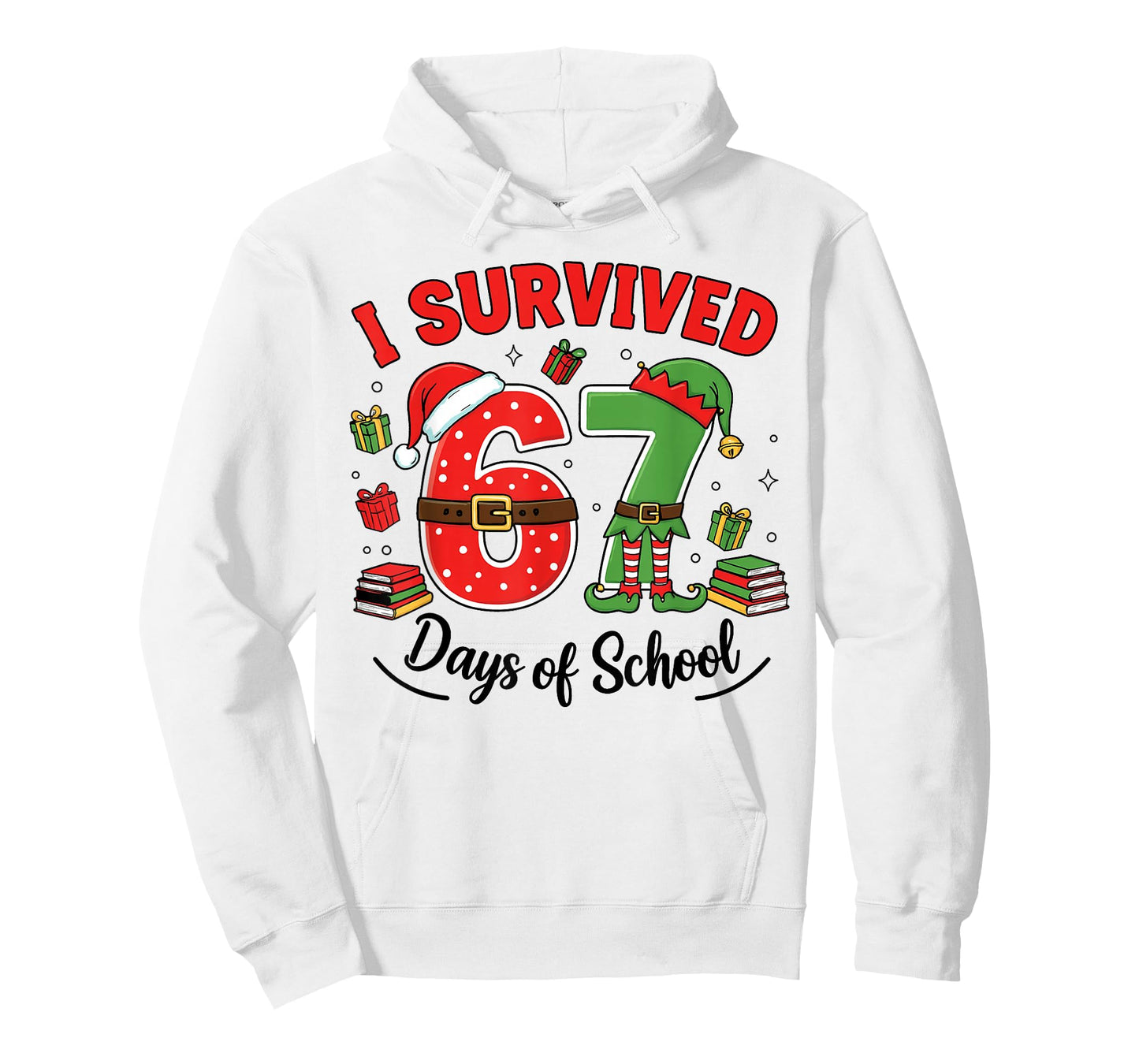 Funny Christmas Teacher Santa I Survived 67 Days of School T-Shirt