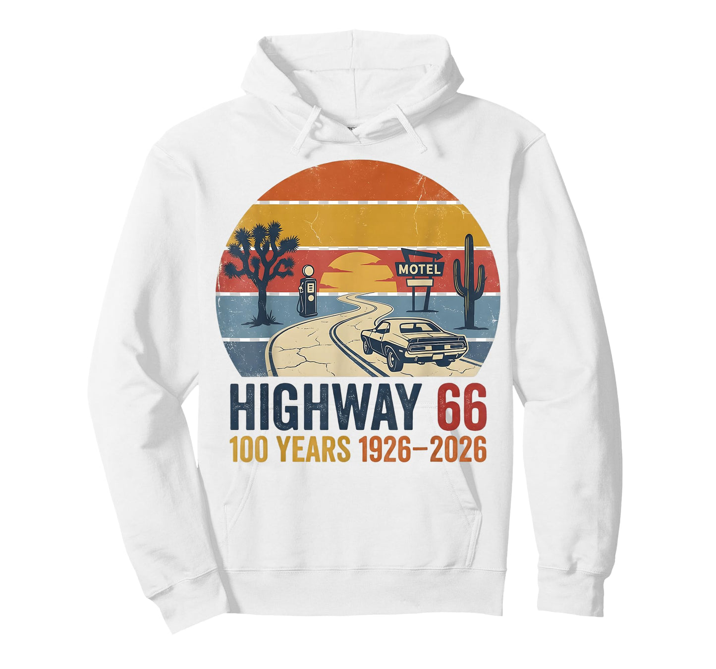 Highway 66 100 Years 1926-2026 Classic Car Lover Anniversary T-Shirt