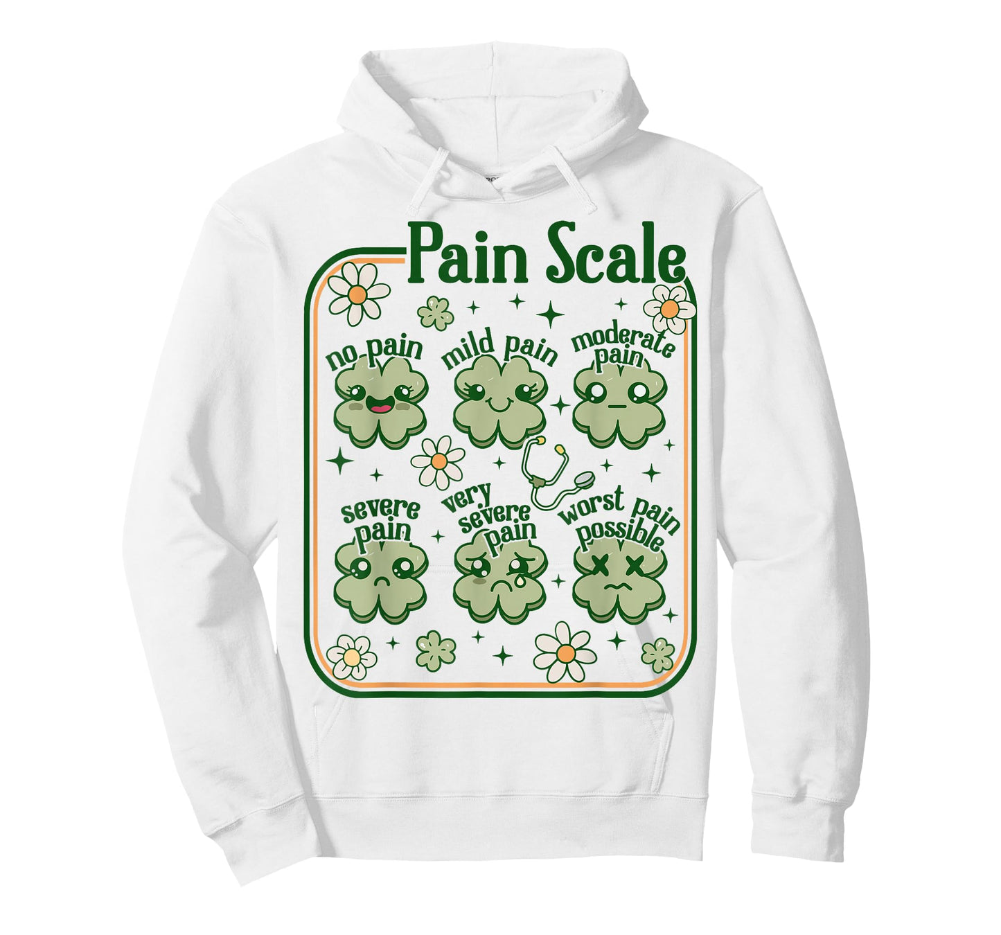 Pain Scale Nurse St Patricks Groovy Cute ICU Nursing Clovers T-Shirt