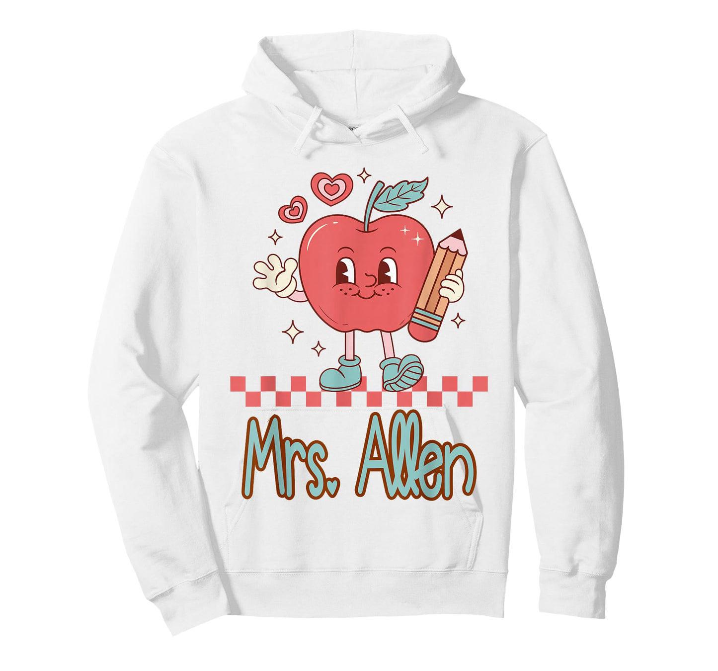 Mrs. Allen Cute Retro Apple Pencil Teacher Design T-Shirt