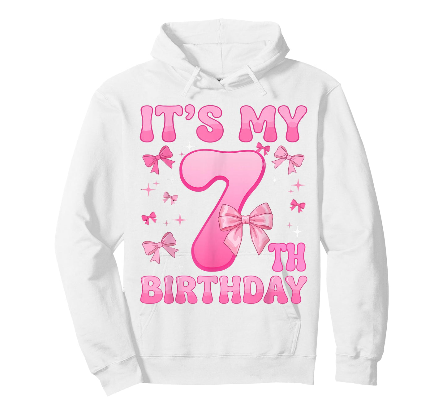 7th Birthday Shirt Girl Coquette Bow Kids Seven 7 Year Old T-Shirt