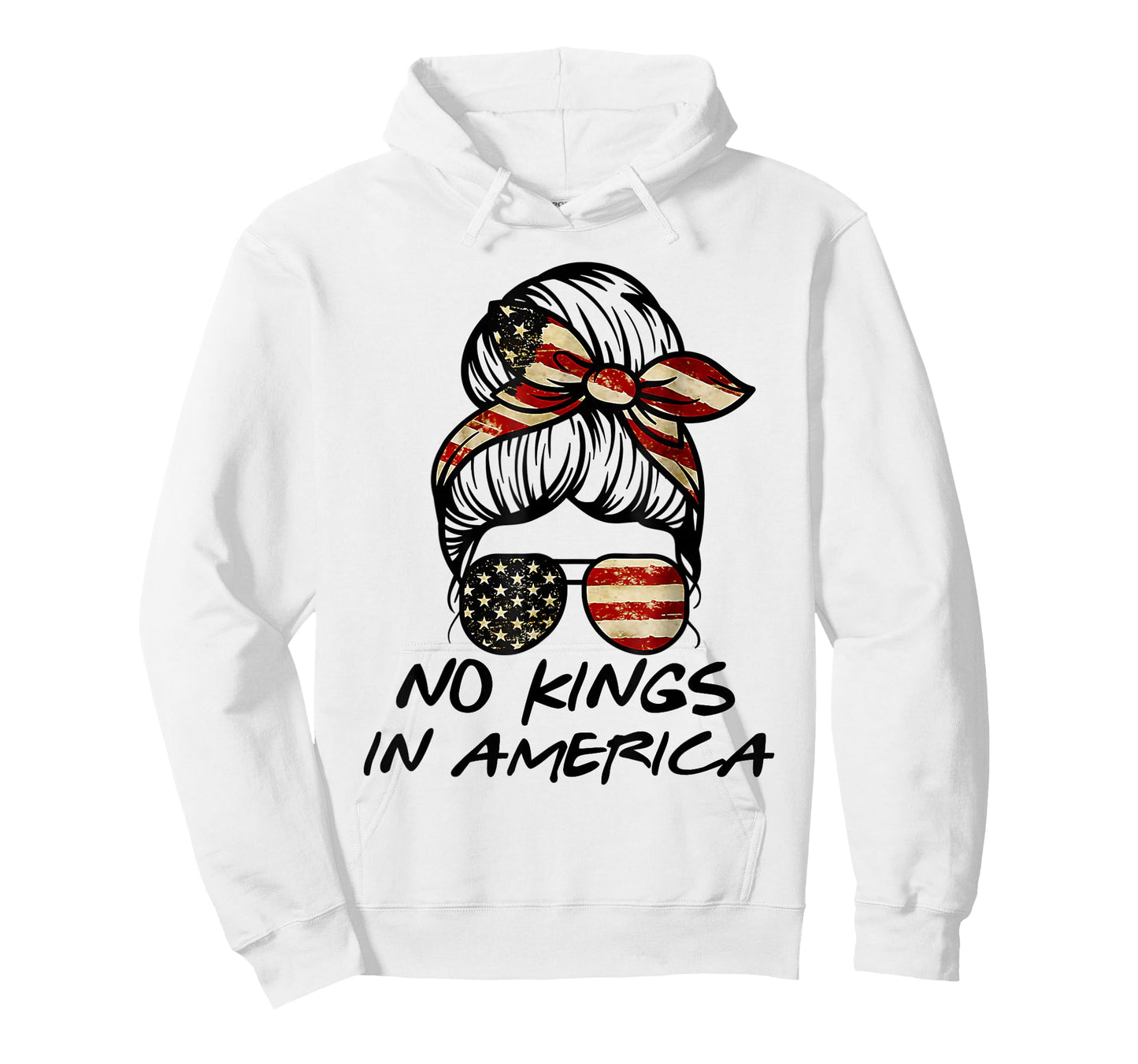 No Kings in America Shirt Women Messy bun USA Flag No Kings T-Shirt