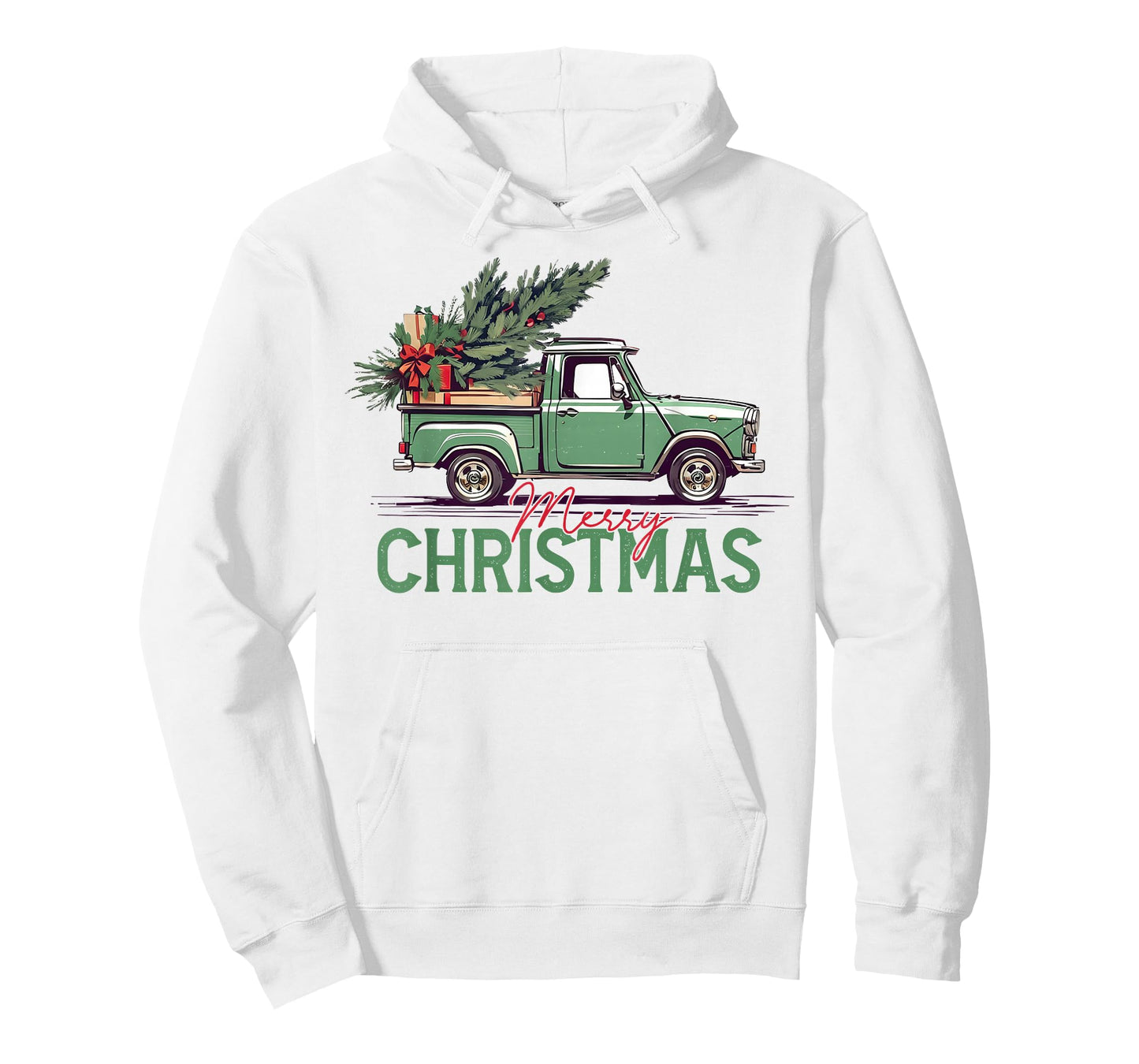 Red Pickup Truck Christmas Tree Vintage Christmas Men Women T-Shirt