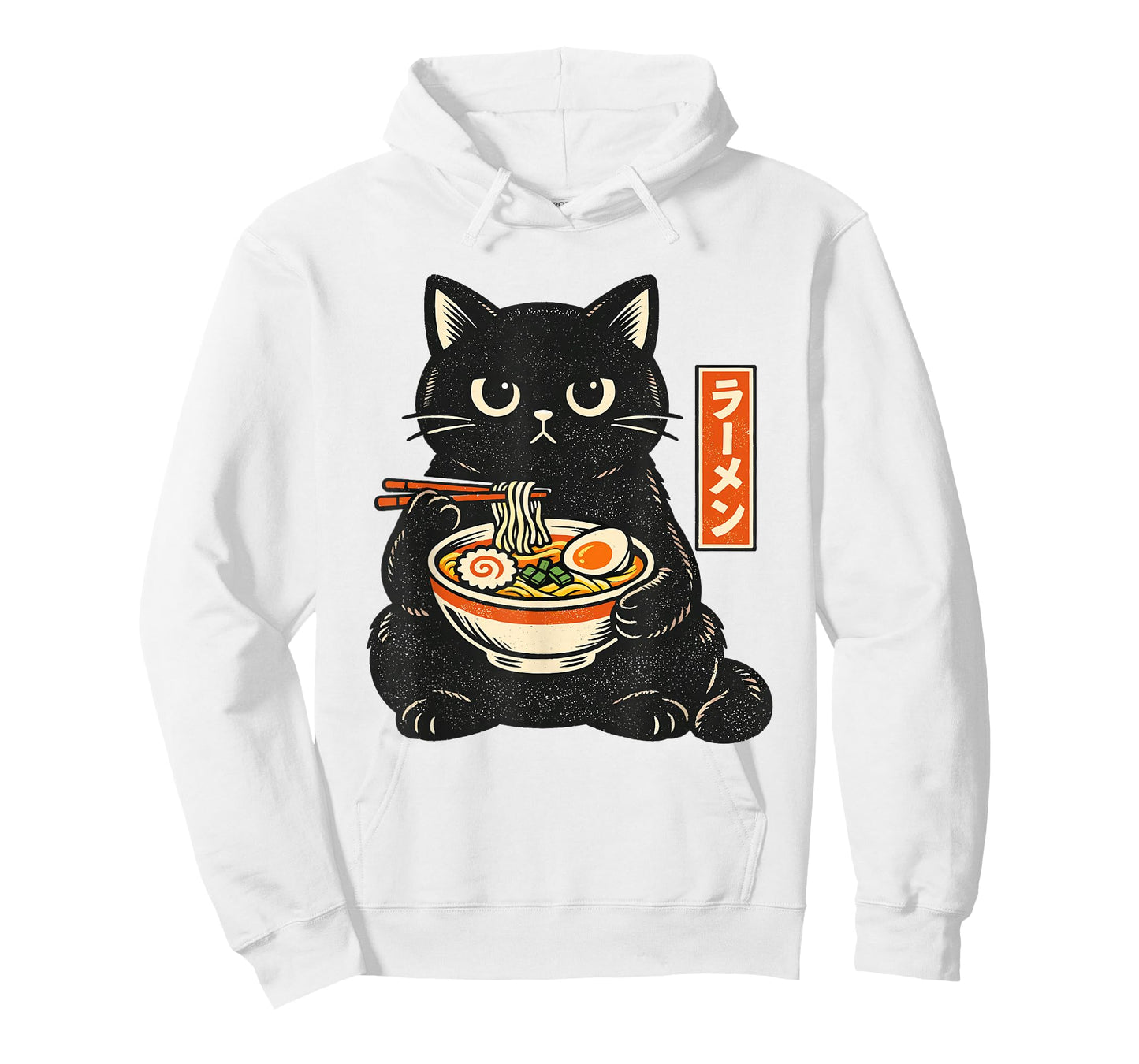 Retro Japanese Kawaii Ramen Cat Eating Noodles Cute T-Shirt