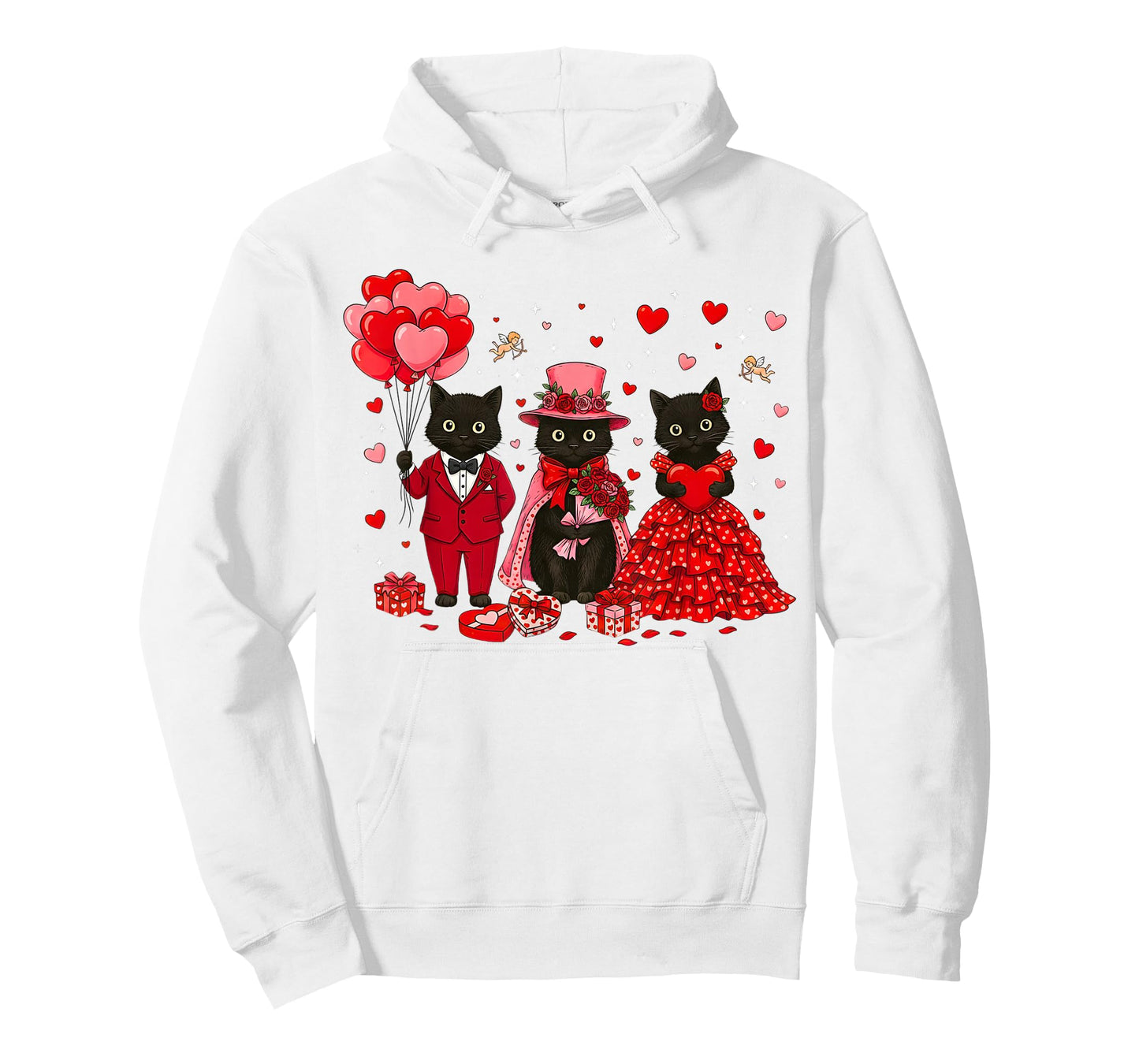 Retro Black Cat Meowentine's Day Heart Valentines Day Women T-Shirt