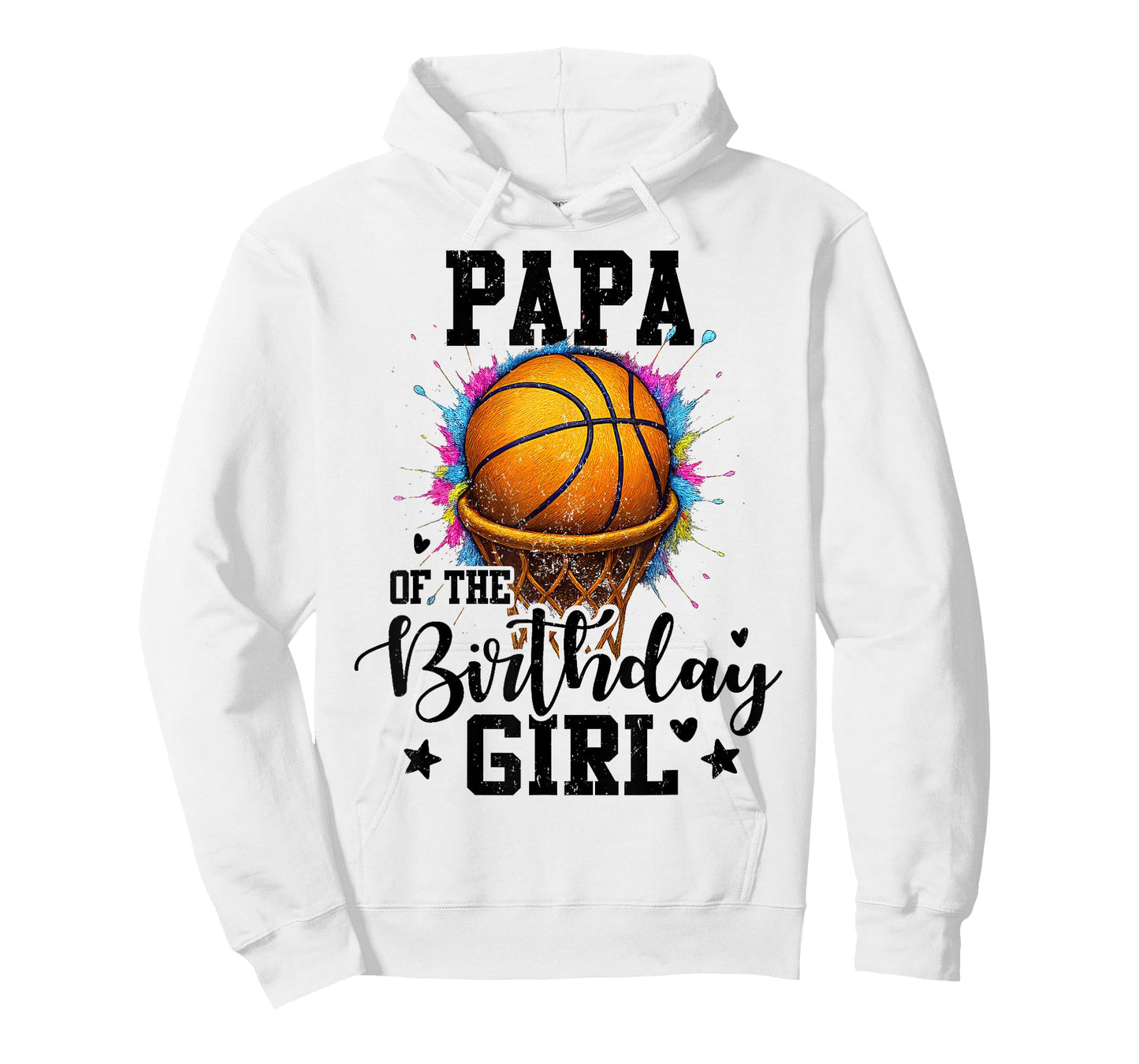 Papa of The Birthday Girl Basketball Colorful Matching T-Shirt