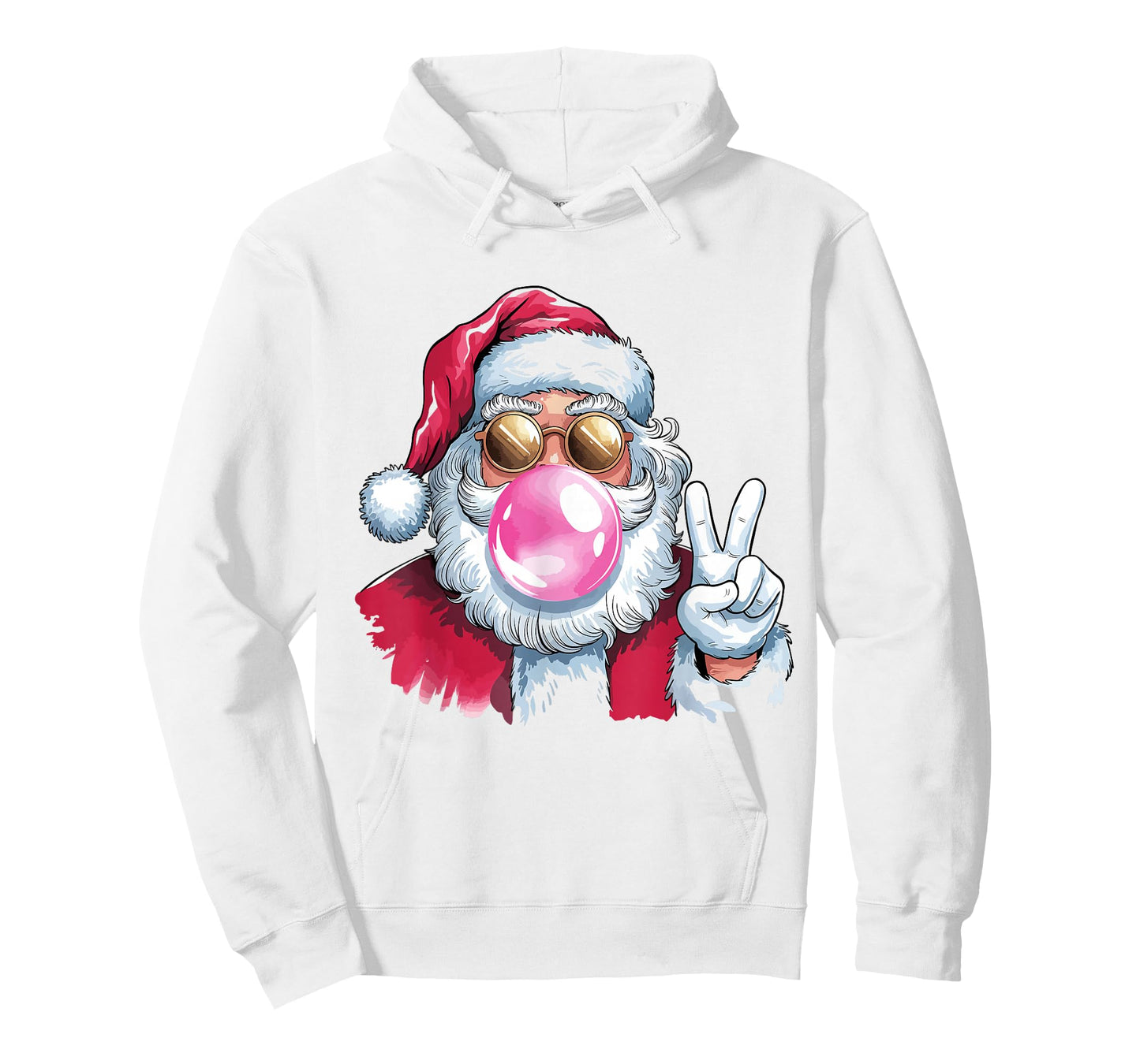 Santa Claus Blowing Bubble Gum Pink Sunglasses Christmas T-Shirt