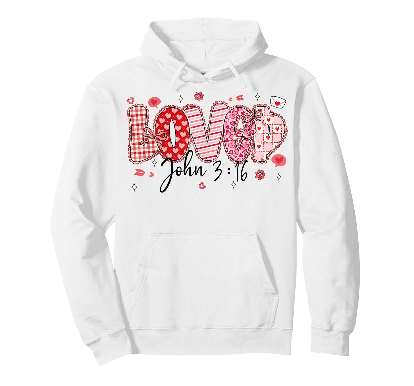 Love John 3:16 Valentine Coquette Bow Christian Women Girl T-Shirt