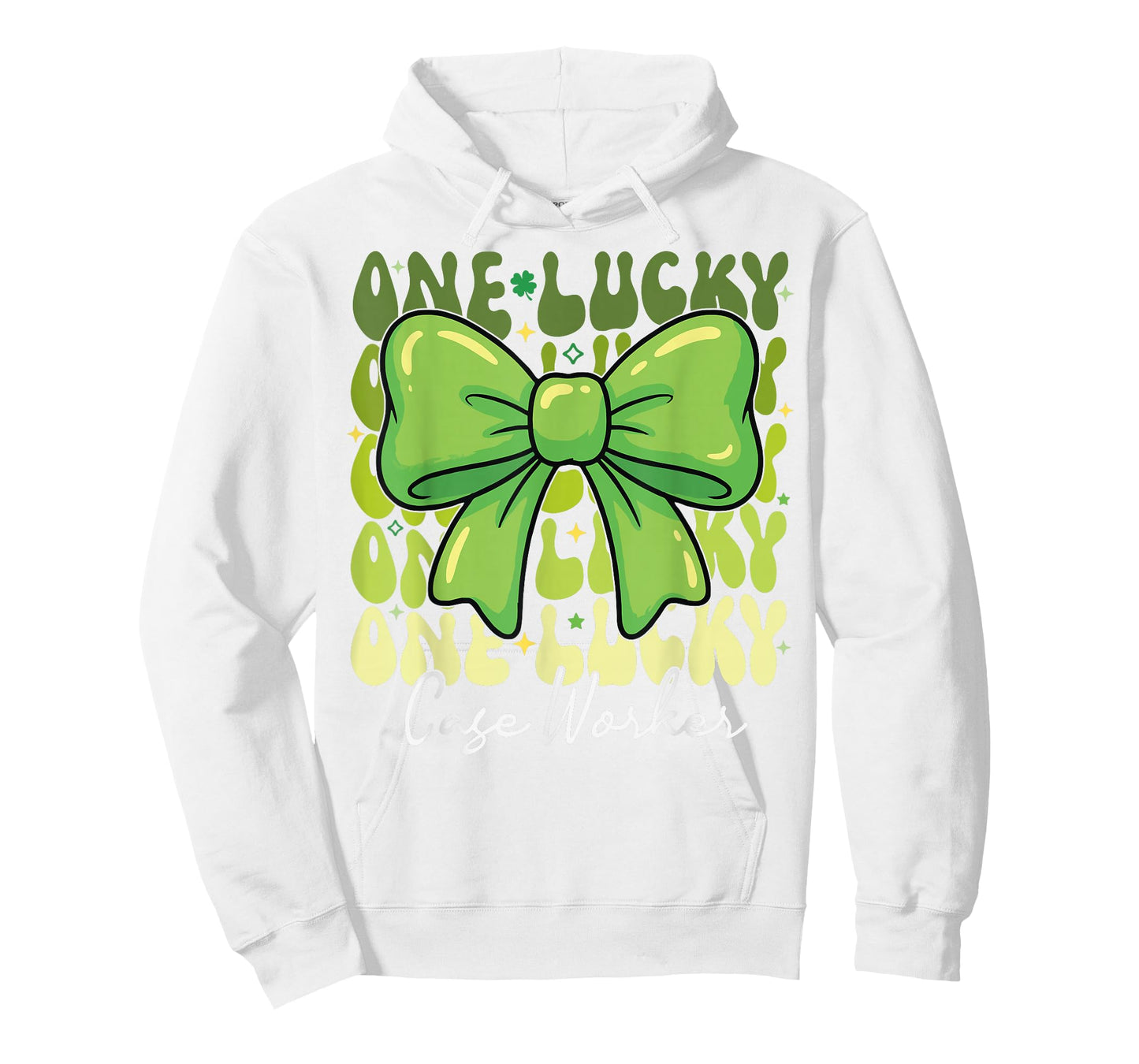One Lucky Case Worker St Patricks Day Coquette Bow Retro T-Shirt