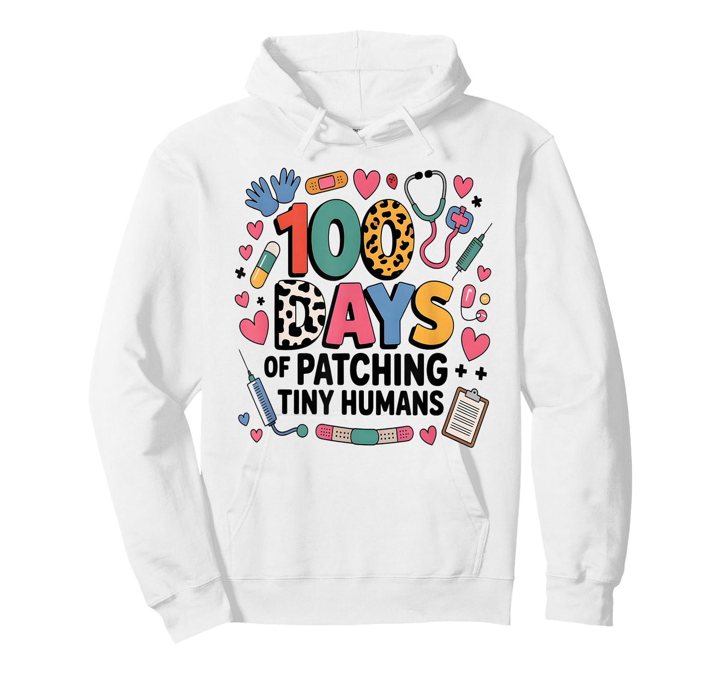 Funny School Nurse 100 Days PATCHING Tiny Humans Ice Pack NP T-Shirt