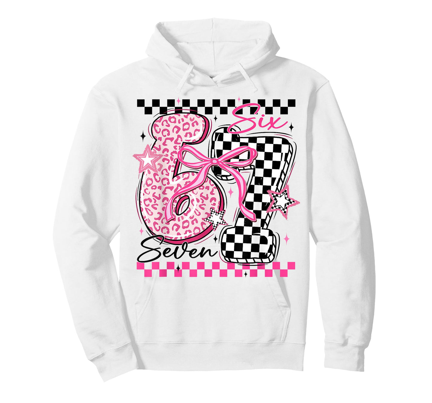 Six Seven 6 7 Leopard Checkered 67 Meme Teacher Women Girls T-Shirt