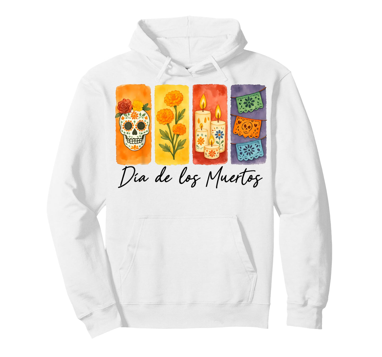 Dia De Los Muertos Sugar Skull Marigold Candle Papel Picado T-Shirt