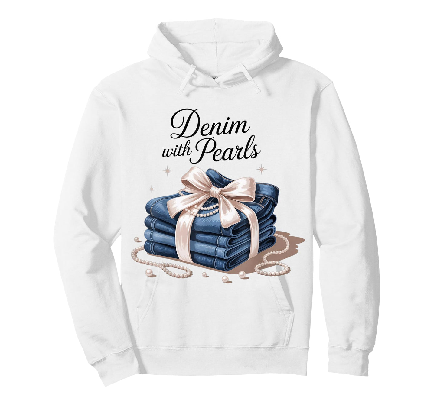 Denim with Pearls Mother’s Day Outfit for Stylish Women T-Shirt