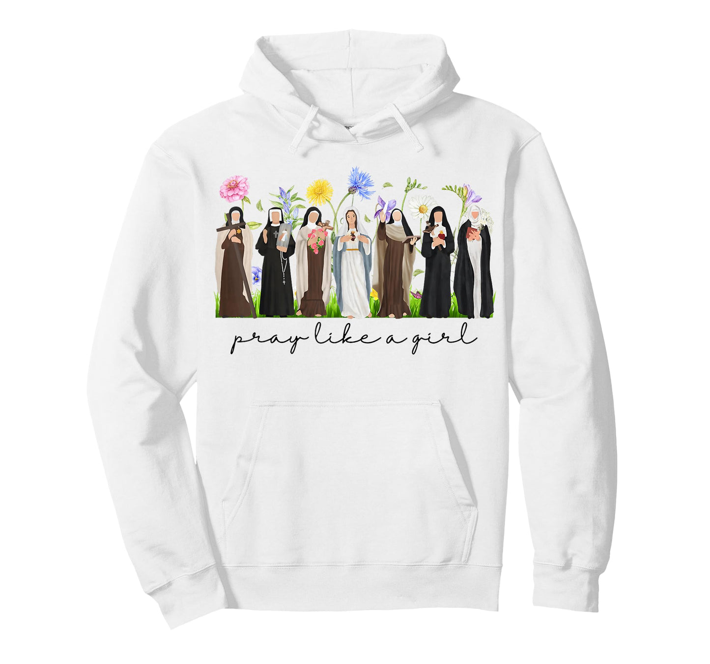Pray Like A Girl Female Saints Catholic Christian Religious T-Shirt