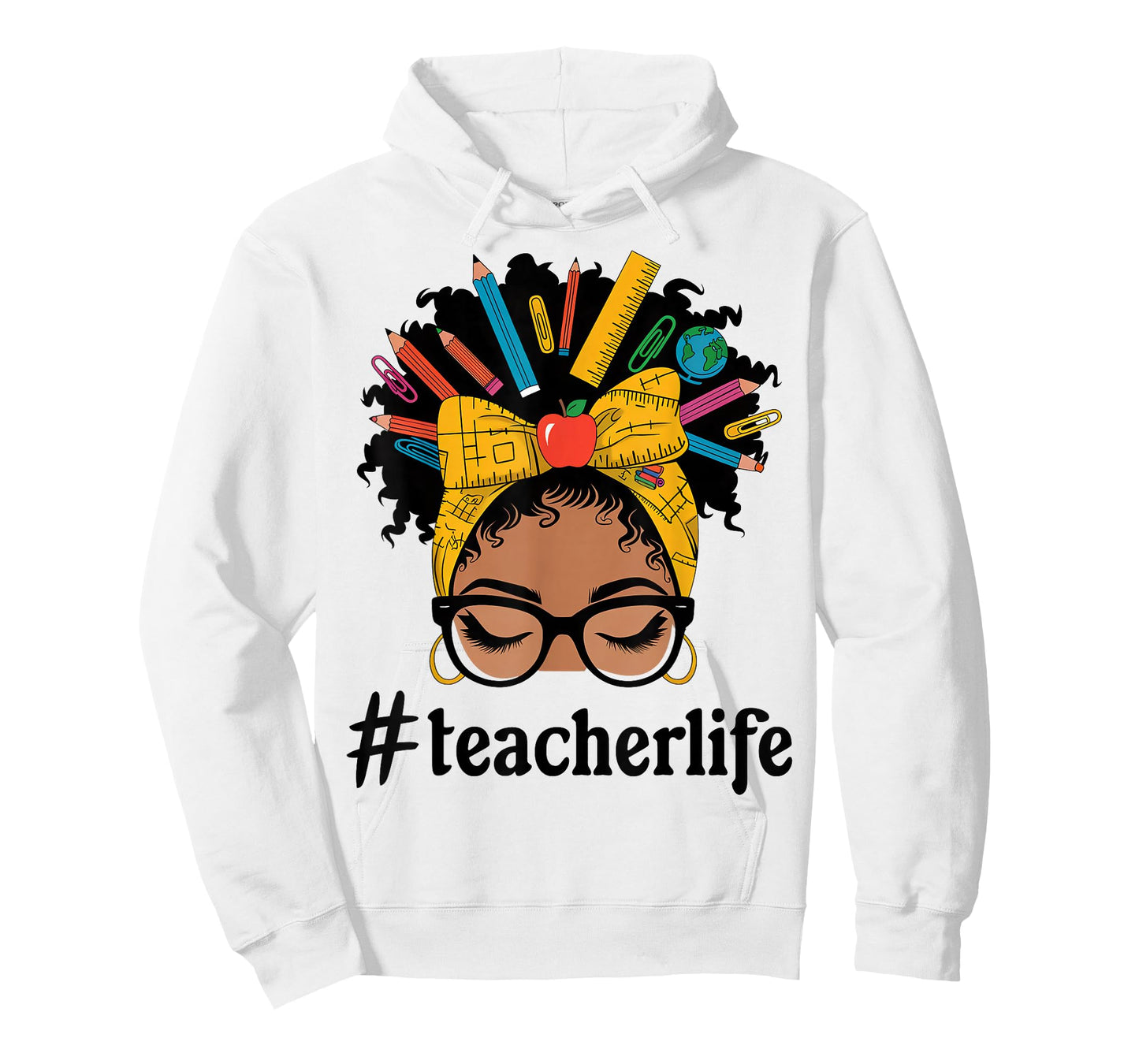 African American Black Teacher Life Messy Bun Afro Teacher T-Shirt