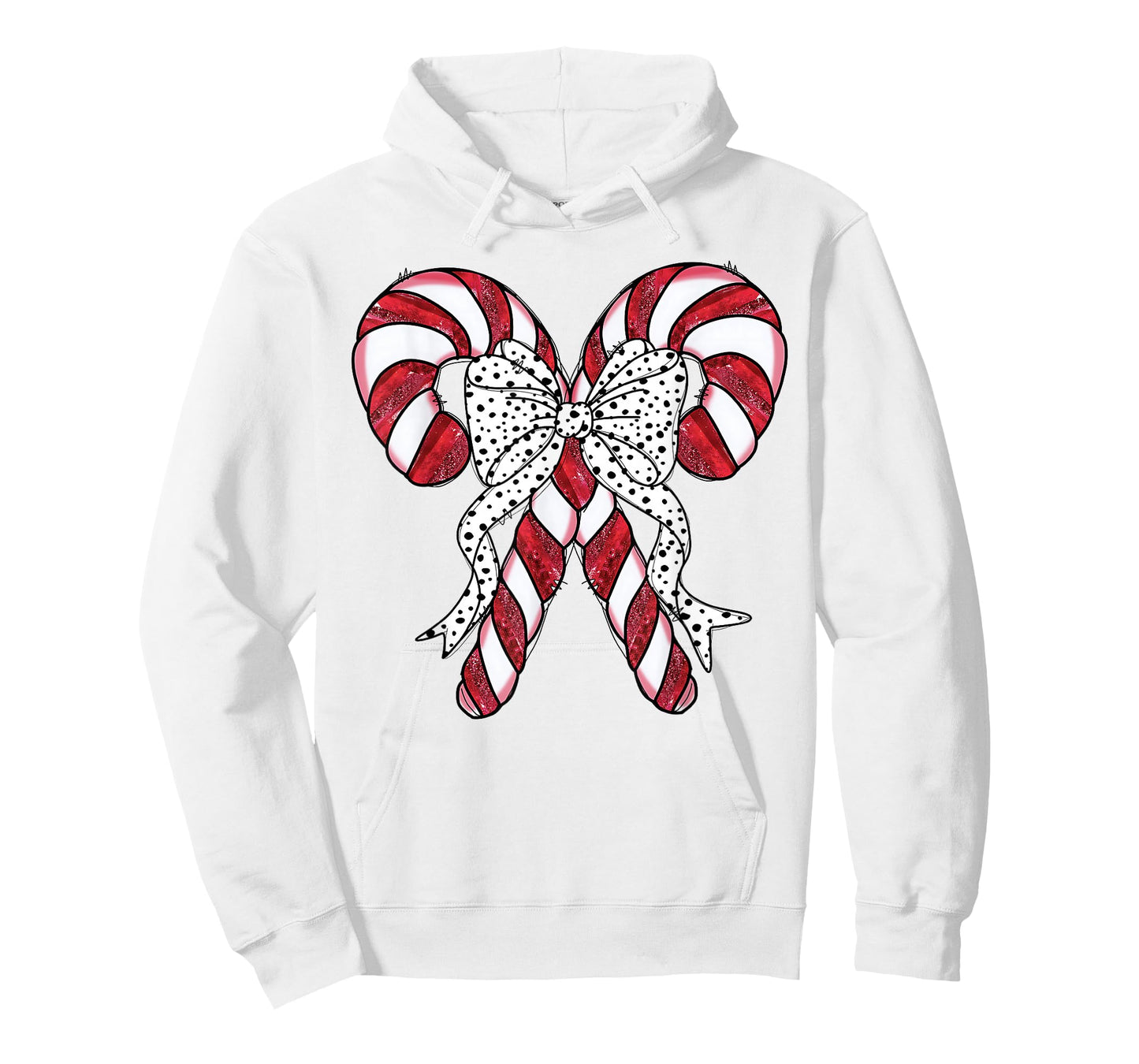 Retro Coquette Bow Candy Cane Christmas Season Women Girl T-Shirt