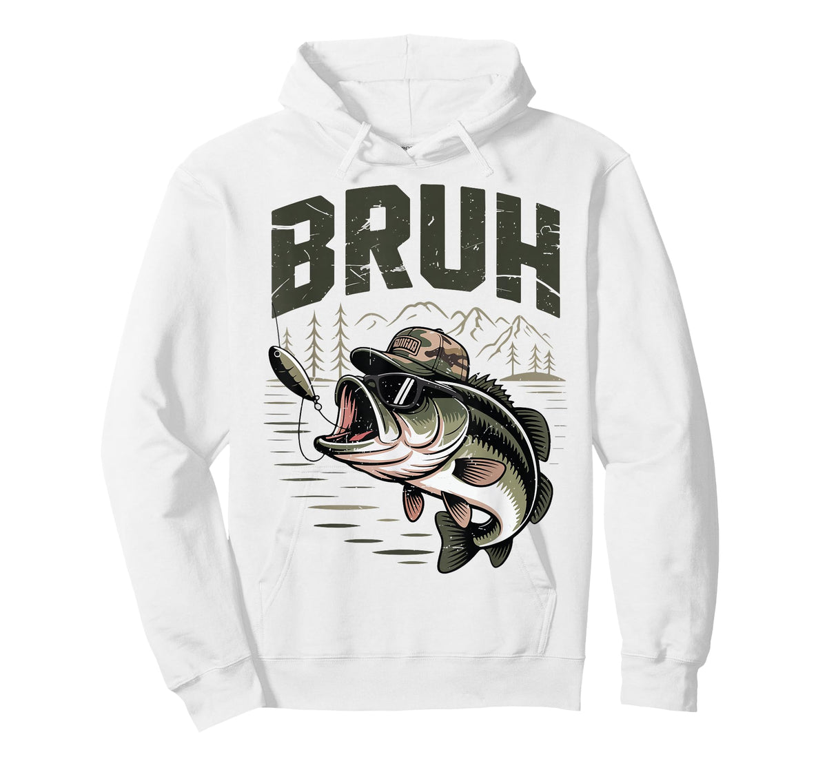 Youth Bruh Fishing Camo Bass Fish Funny Fisherman Gift Men T-Shirt