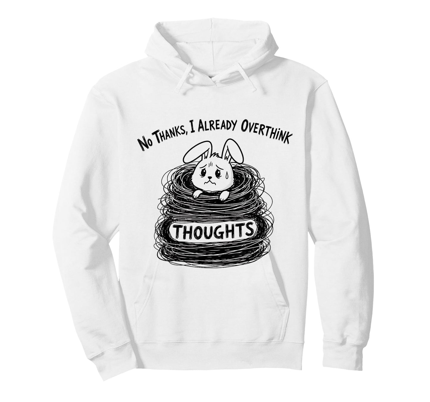 Funny Overthinker Bunny Anxiety Quote Aesthetic Naive Art T-Shirt