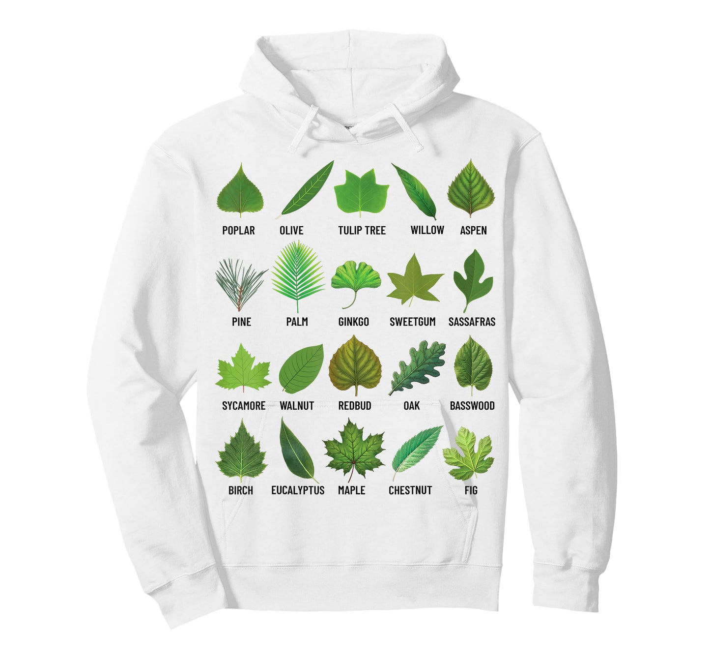 Types of Tree Leaves Biology Nature Educational T-Shirt