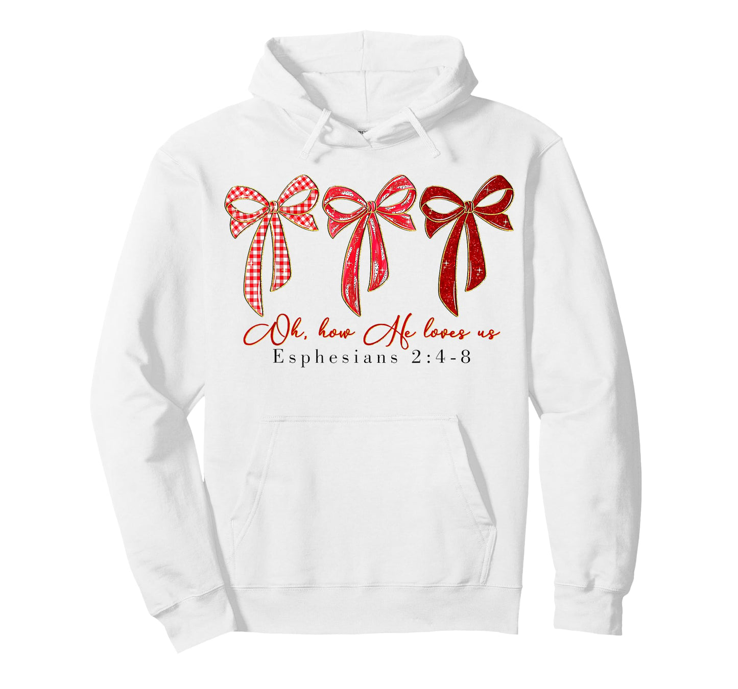 Christian Valentine Oh How He Loves Us Coquette Bow Girly T-Shirt