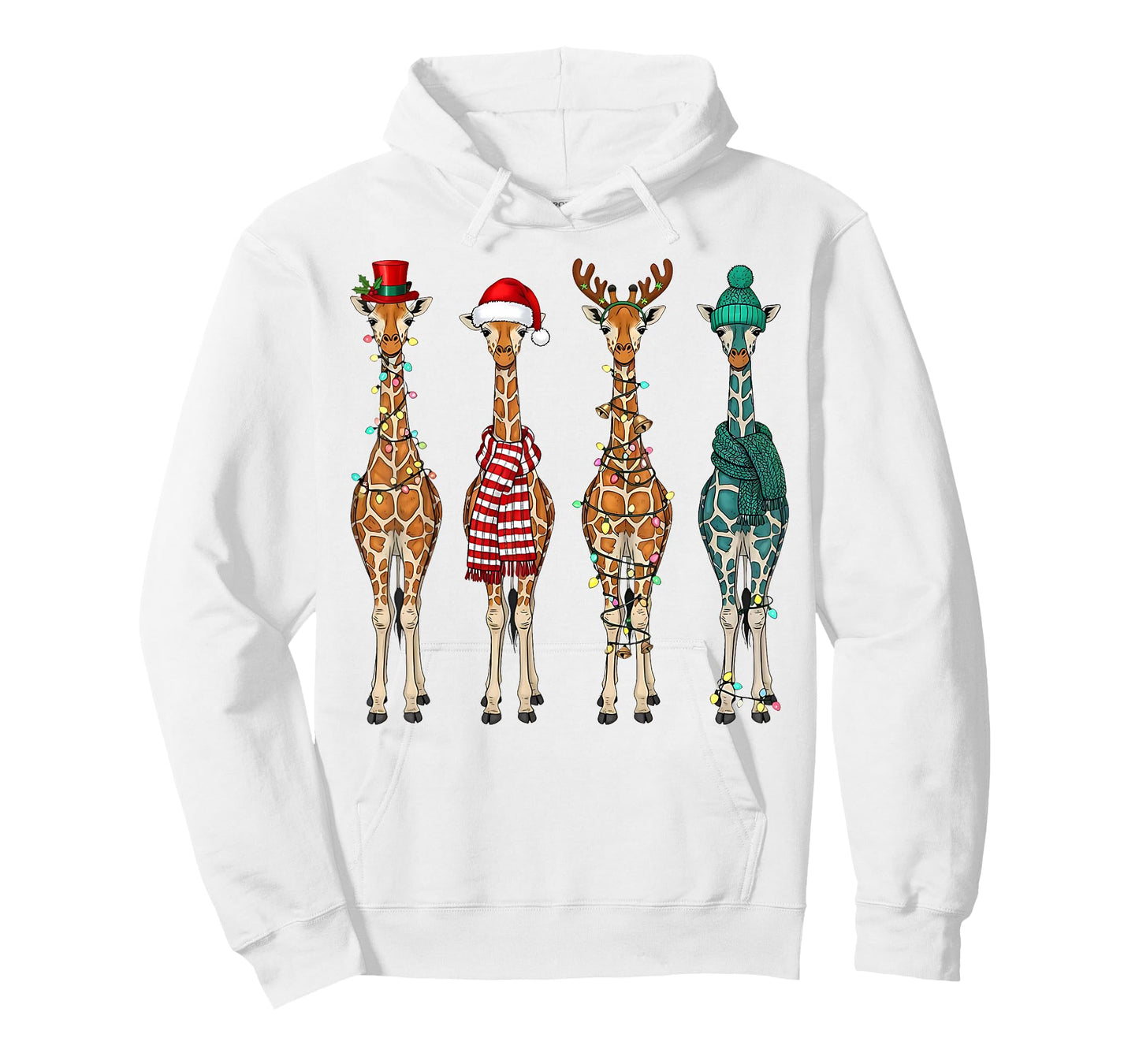 Cute Christmas Giraffe Funny Animal Lover Gift Kids Toddlers T-Shirt