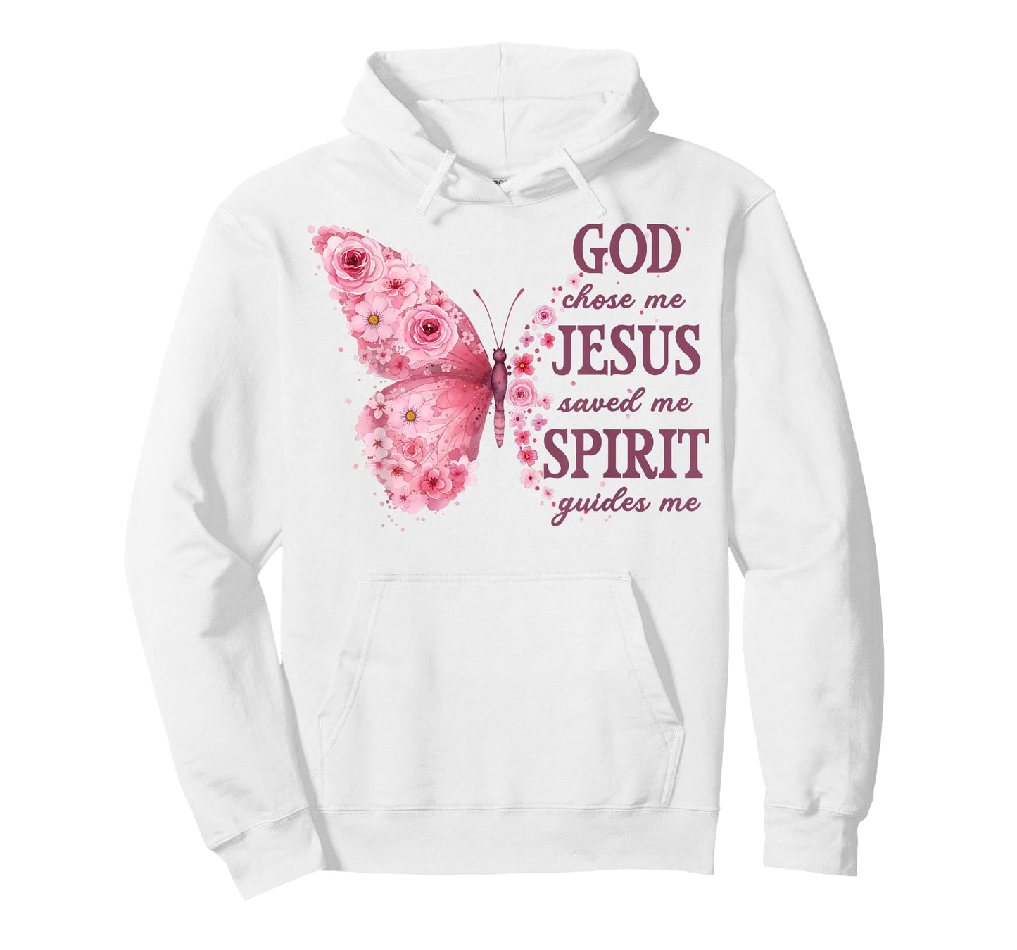 Christian Faith God Chose Me Jesus Saved Me Pink Butterfly T-Shirt