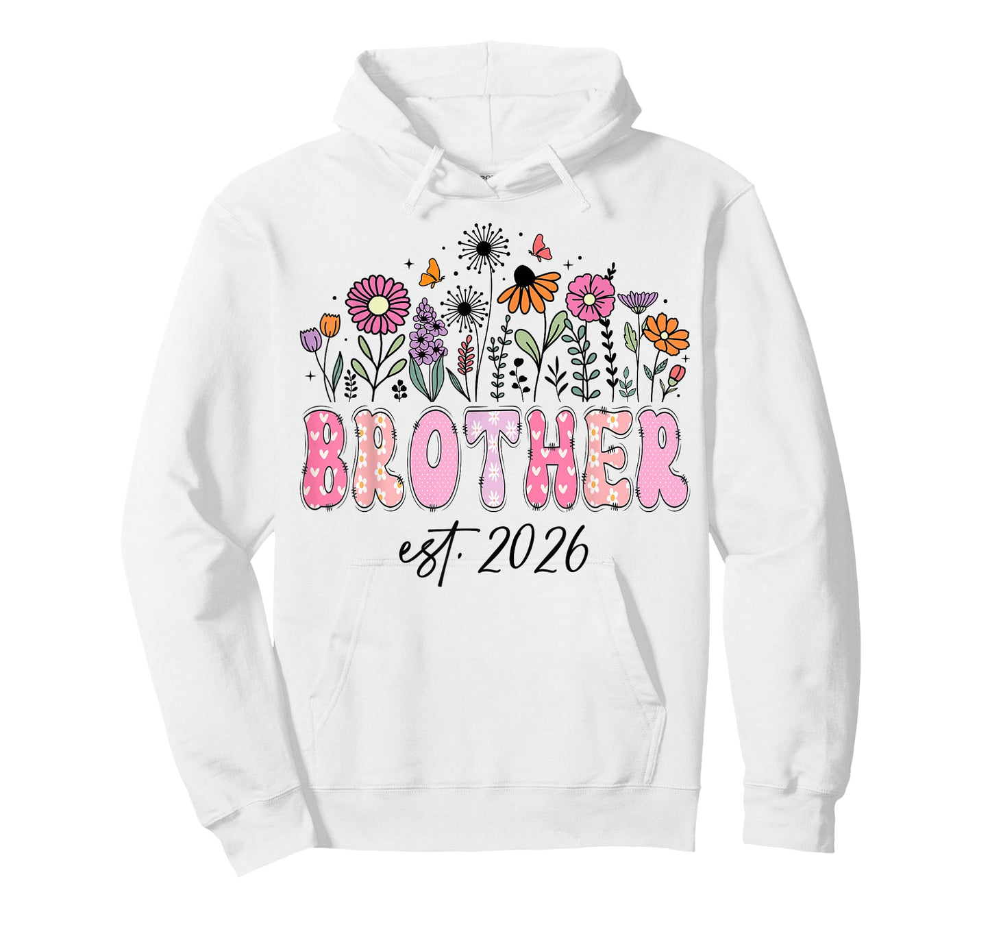 Brother Est. 2026 Pink Wildflower Promoted to Brother T-Shirt