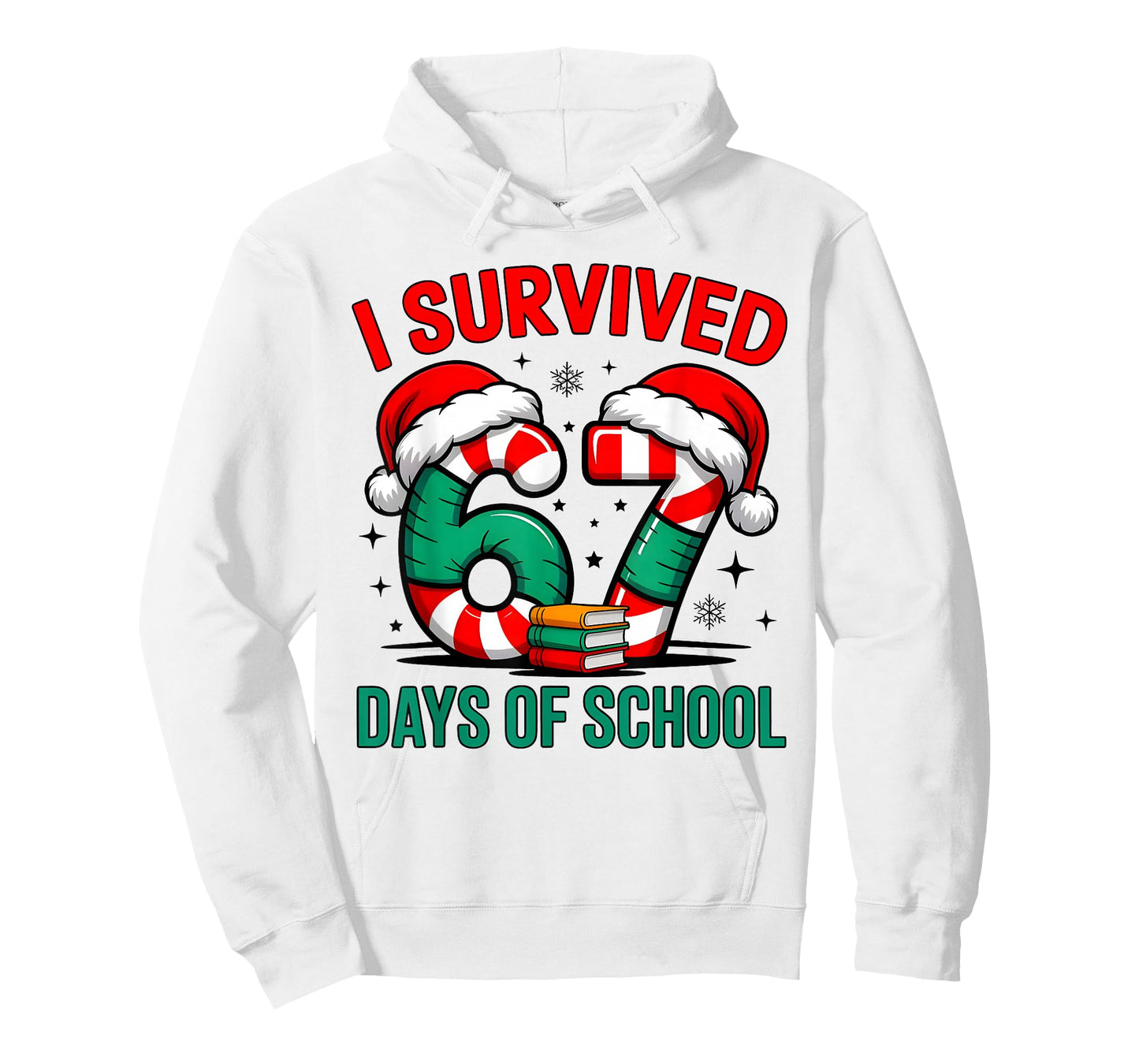I Survived 67 Days of School Christmas Candy Cane Six Seven T-Shirt