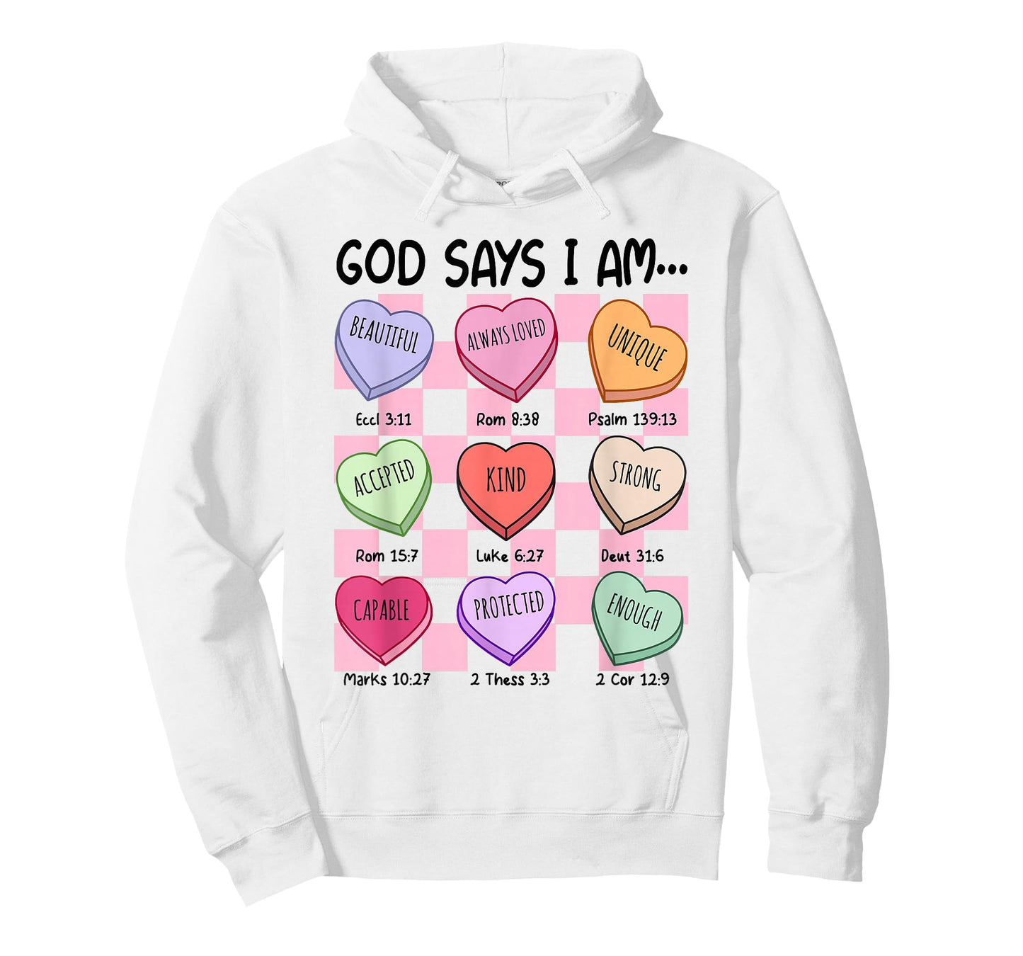 God Says I Am Toddler Kid Girls Valentine Hearts Bible Verse T-Shirt