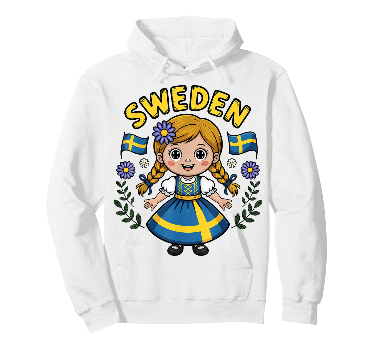 Cute Swedish Girl in Traditional Folk Dress for Kids T-Shirt